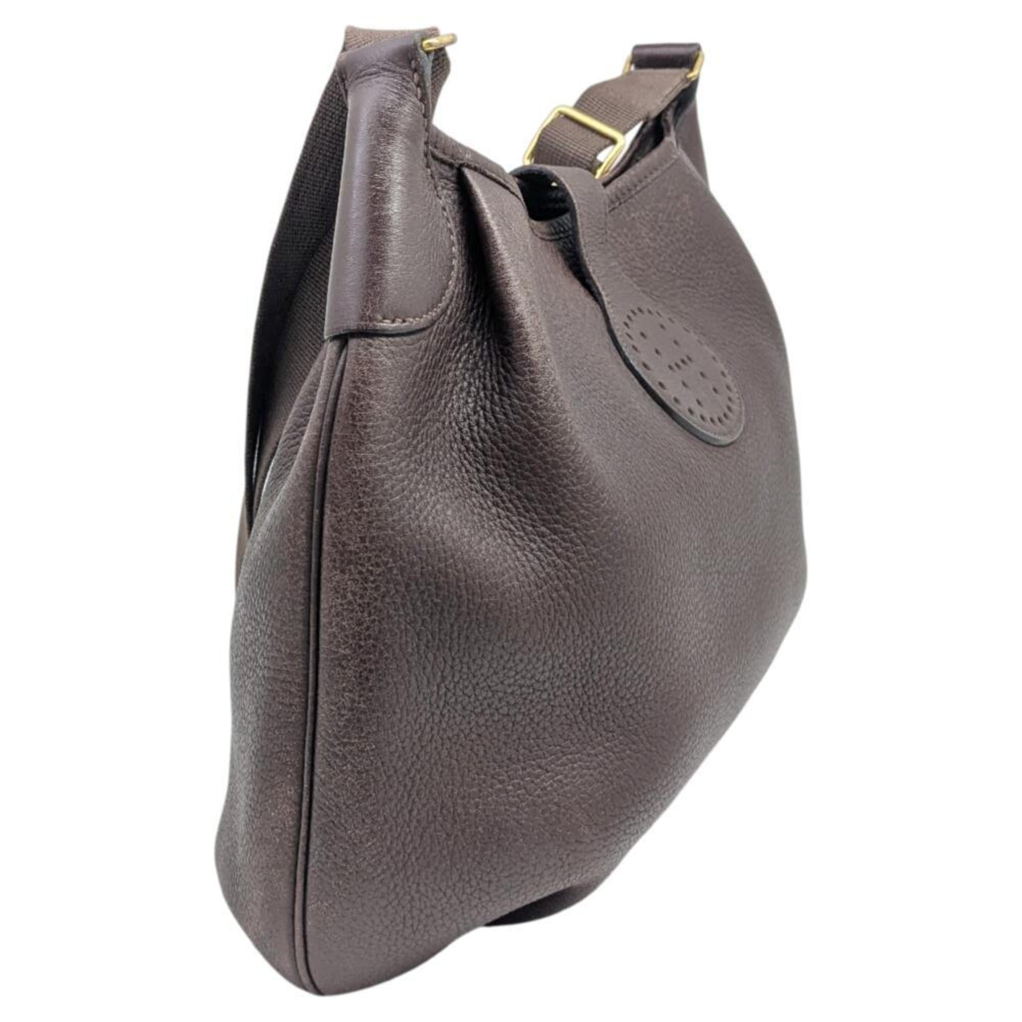 HMS Rodeo II de Togo Brown Leather Shoulder Bag, C Stamp, Made in 1999, for Men and Women