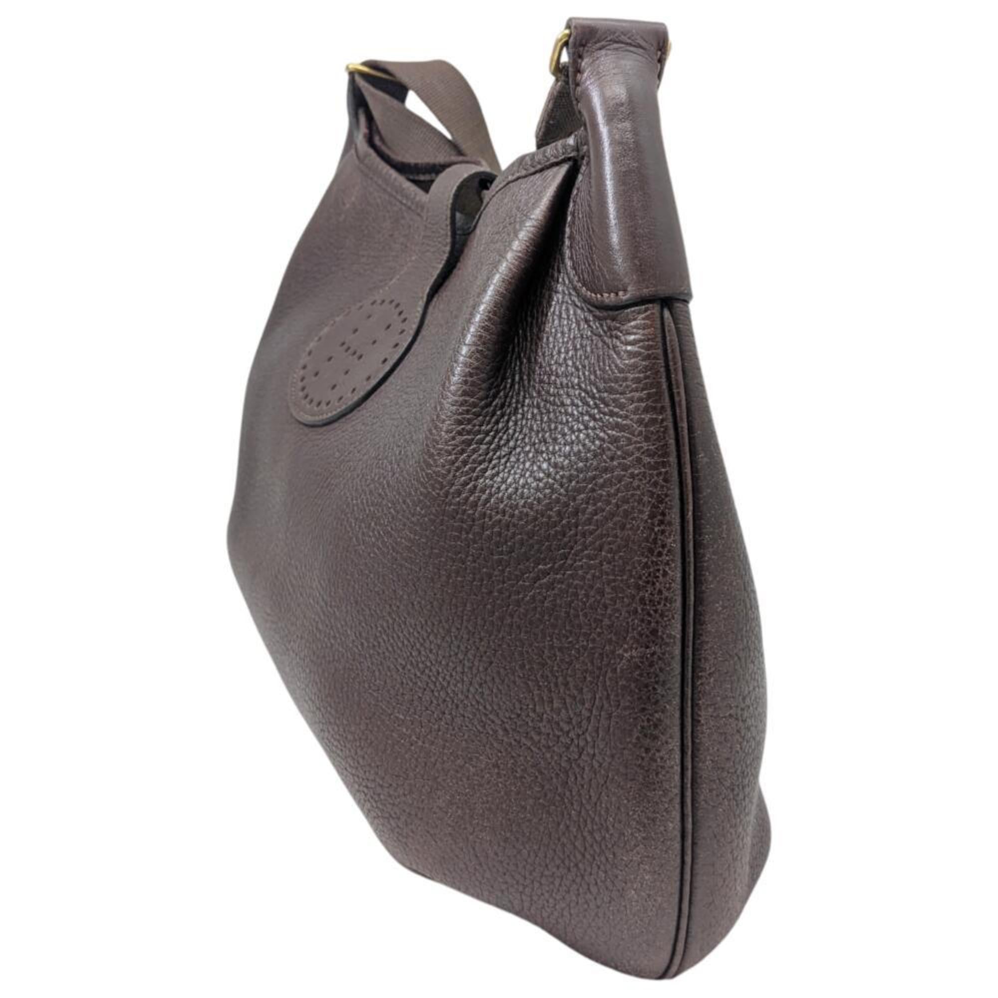 HMS Rodeo II de Togo Brown Leather Shoulder Bag, C Stamp, Made in 1999, for Men and Women