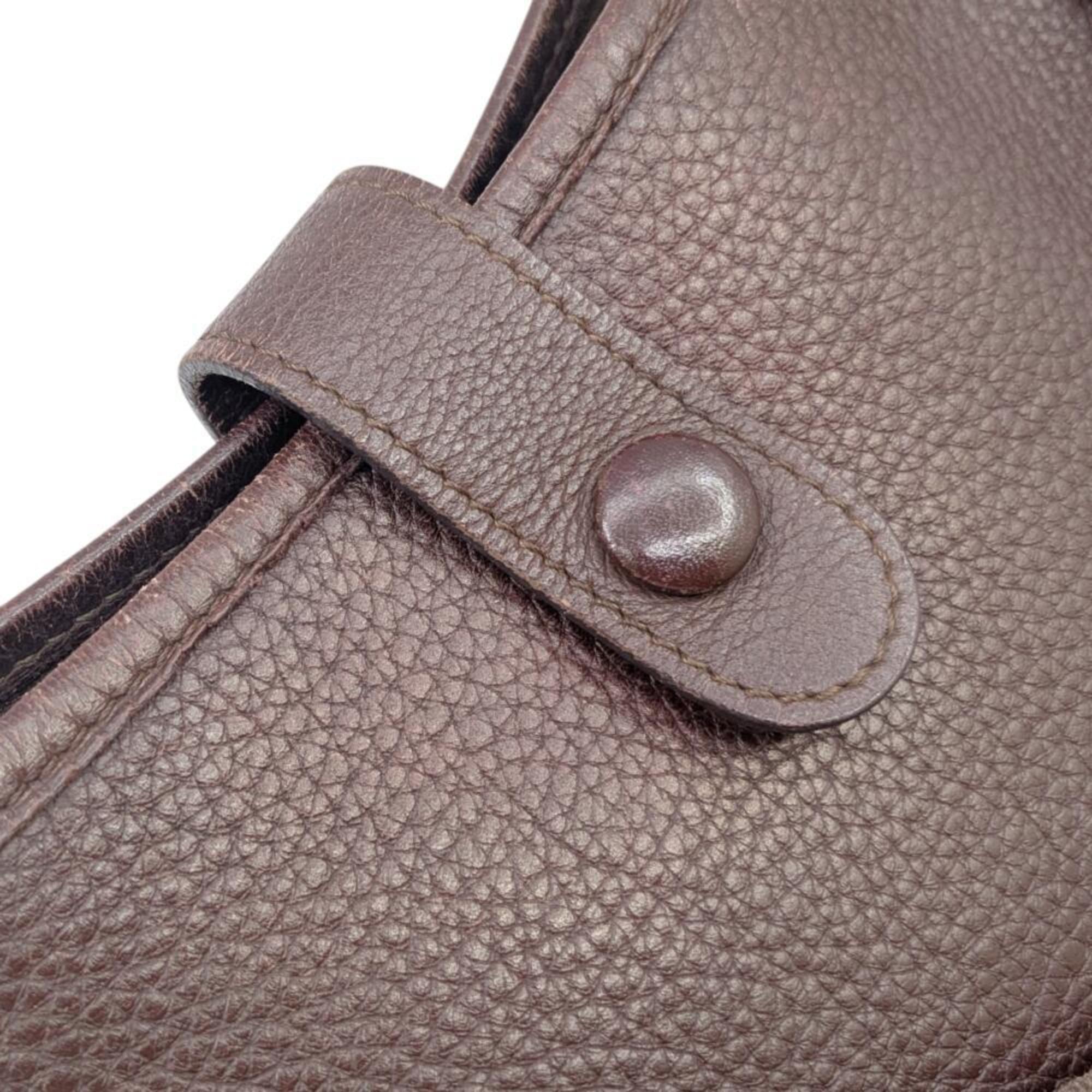 HMS Rodeo II de Togo Brown Leather Shoulder Bag, C Stamp, Made in 1999, for Men and Women