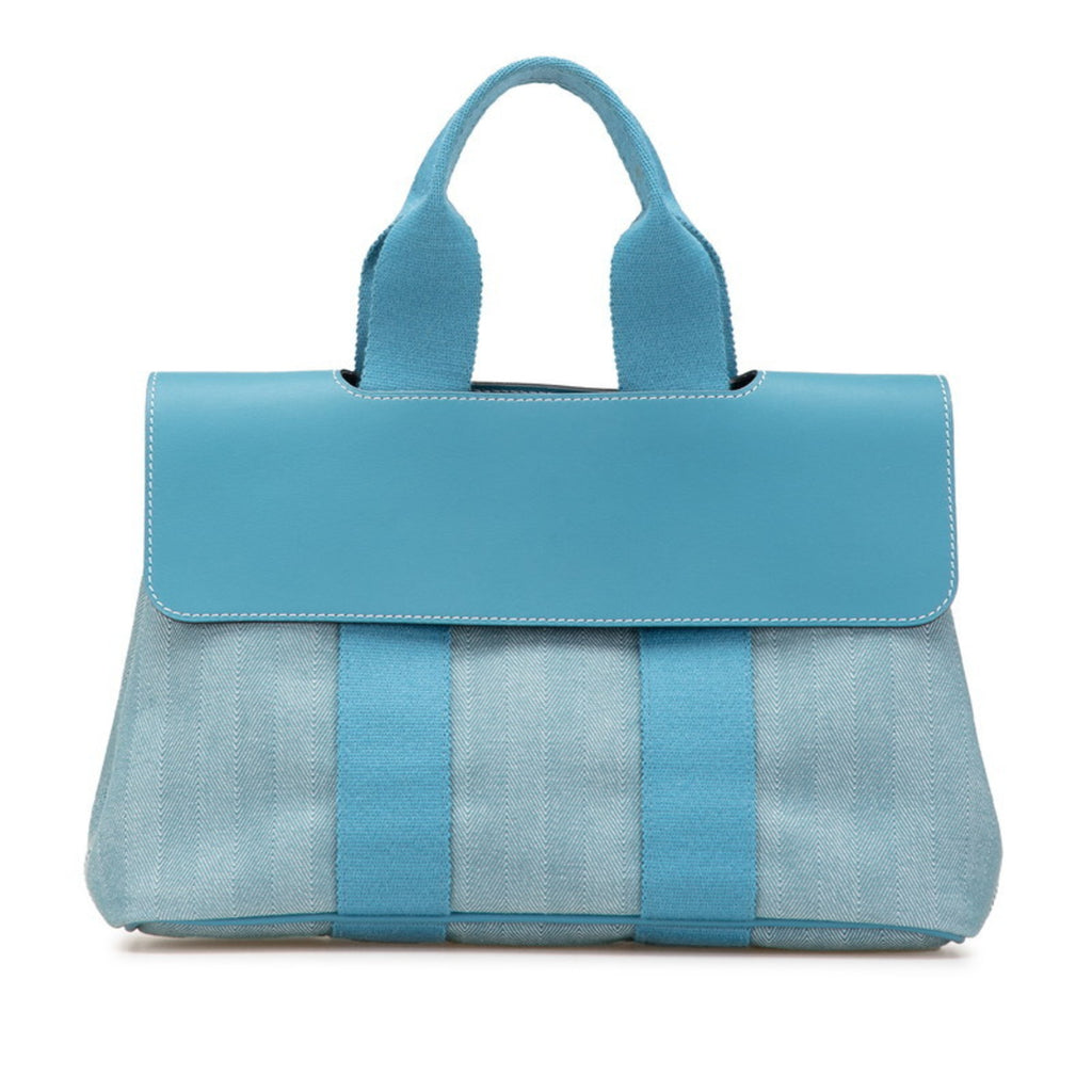 HMS Hermès Valparaiso PM Handbag in Blue Jean Toile Chevron Leather for Women