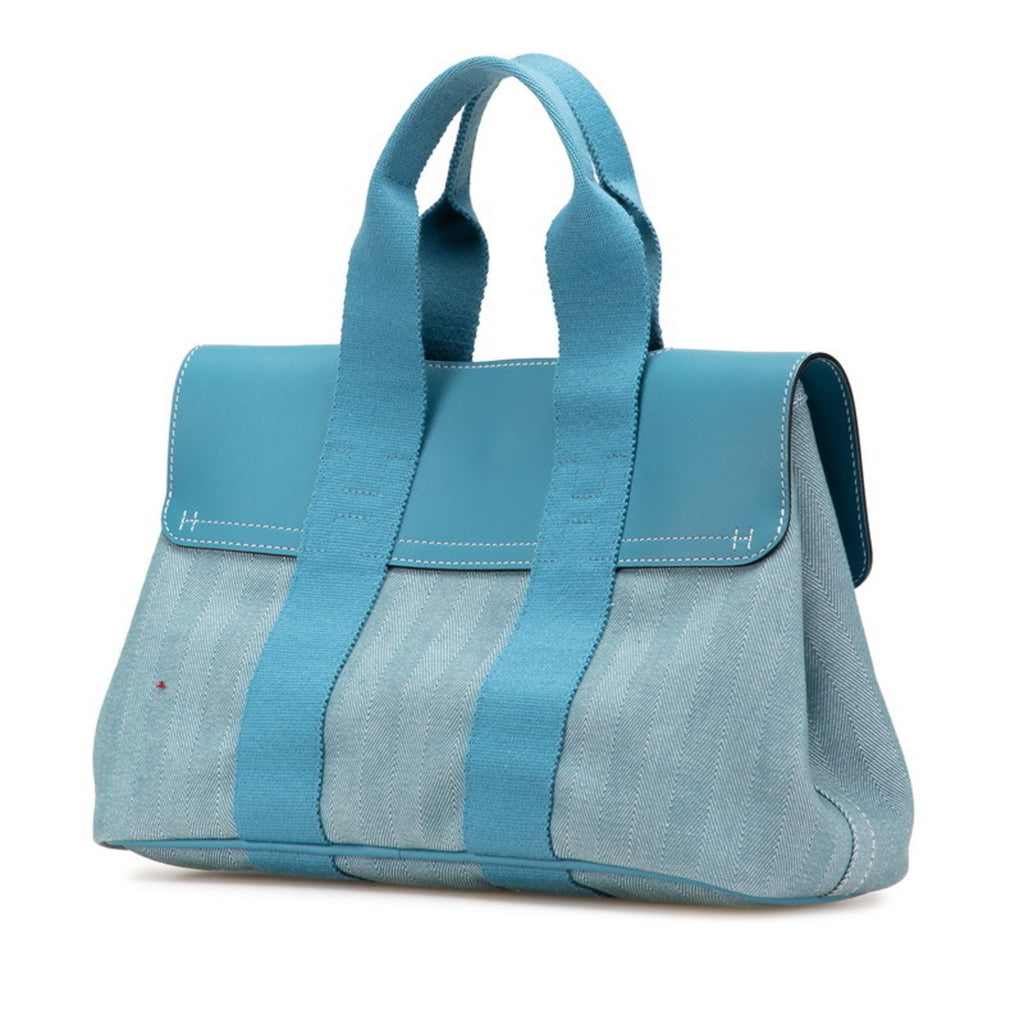HMS Hermès Valparaiso PM Handbag in Blue Jean Toile Chevron Leather for Women
