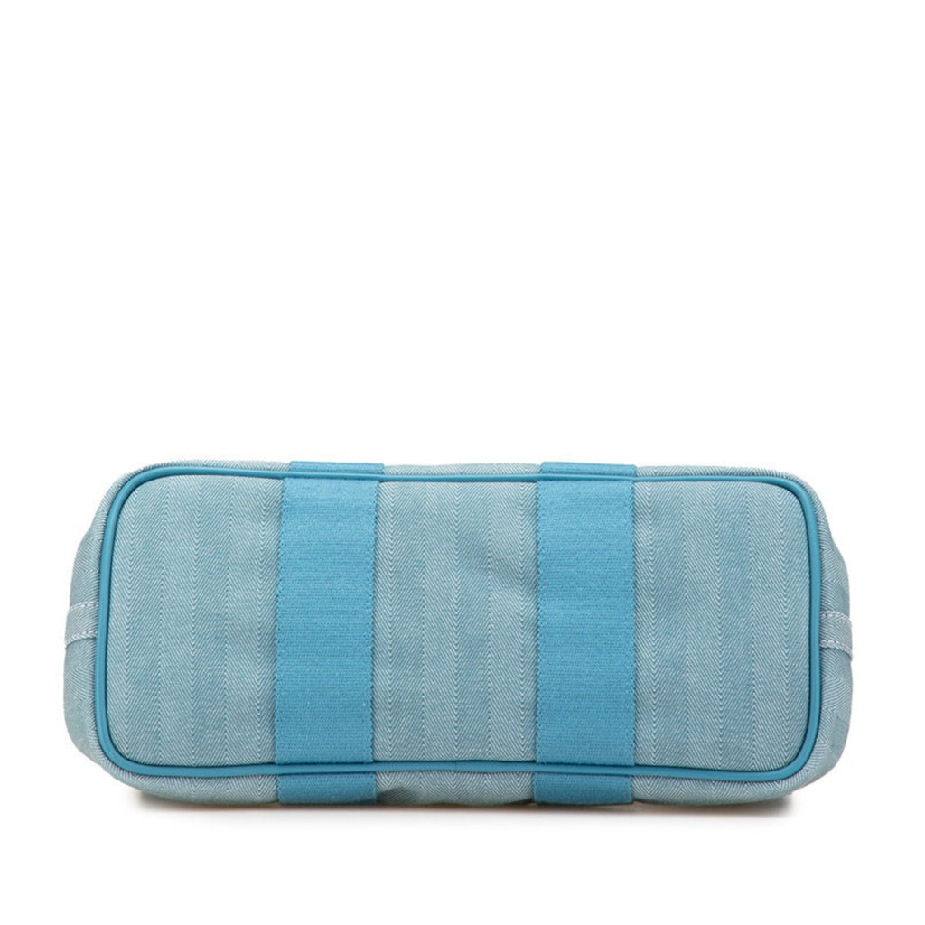 HMS Hermès Valparaiso PM Handbag in Blue Jean Toile Chevron Leather for Women