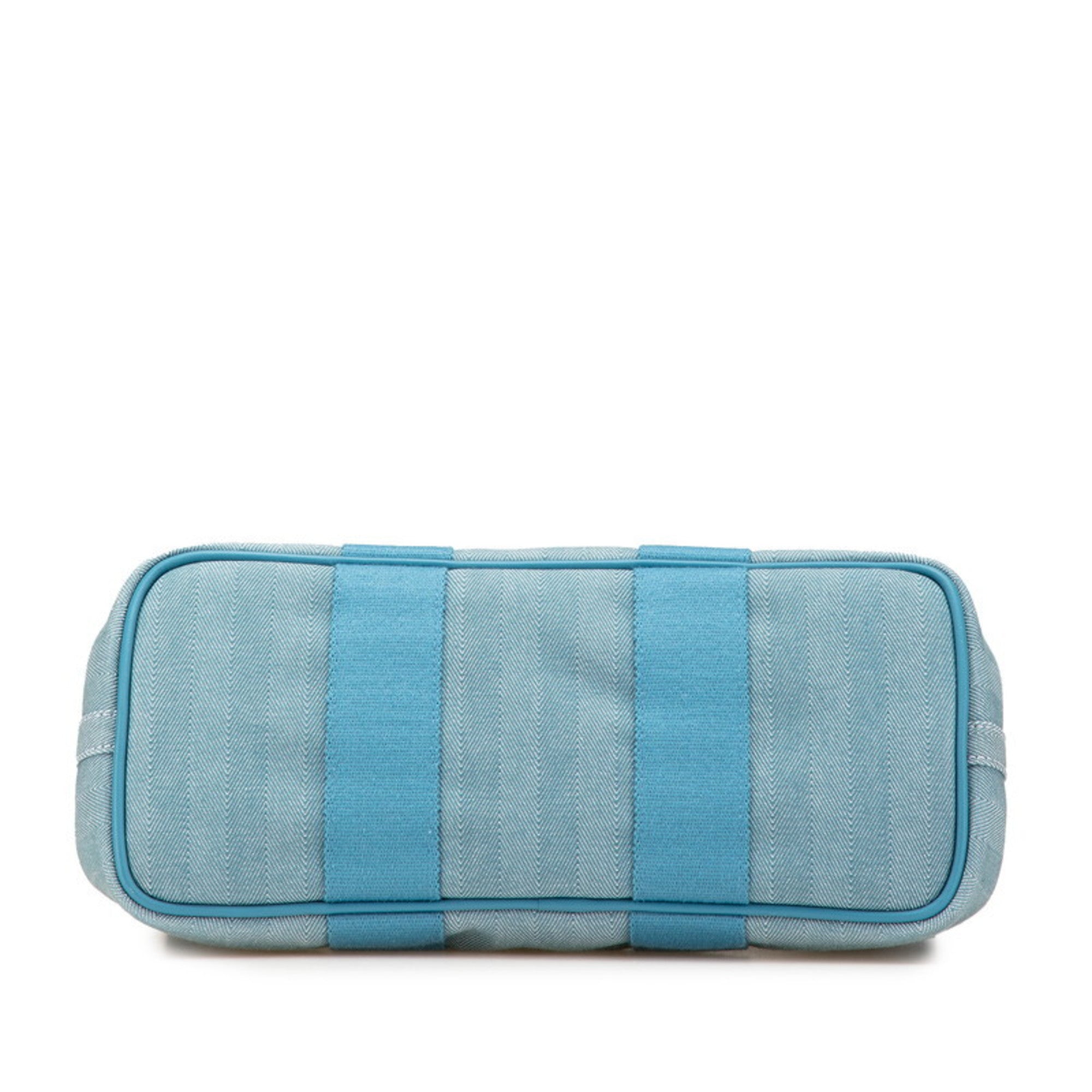 HMS Hermès Valparaiso PM Handbag in Blue Jean Toile Chevron Leather for Women