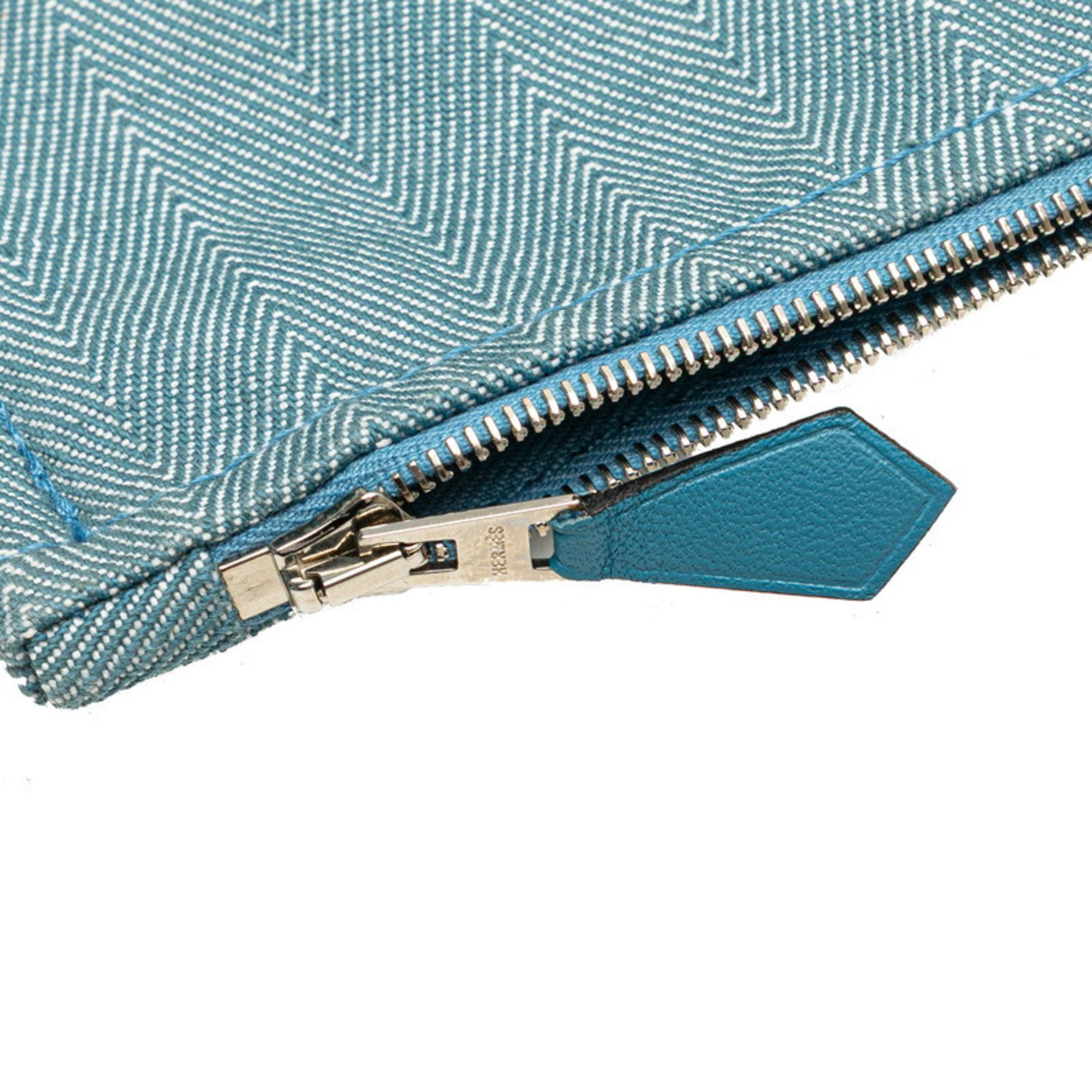 HMS Hermès Valparaiso PM Handbag in Blue Jean Toile Chevron Leather for Women