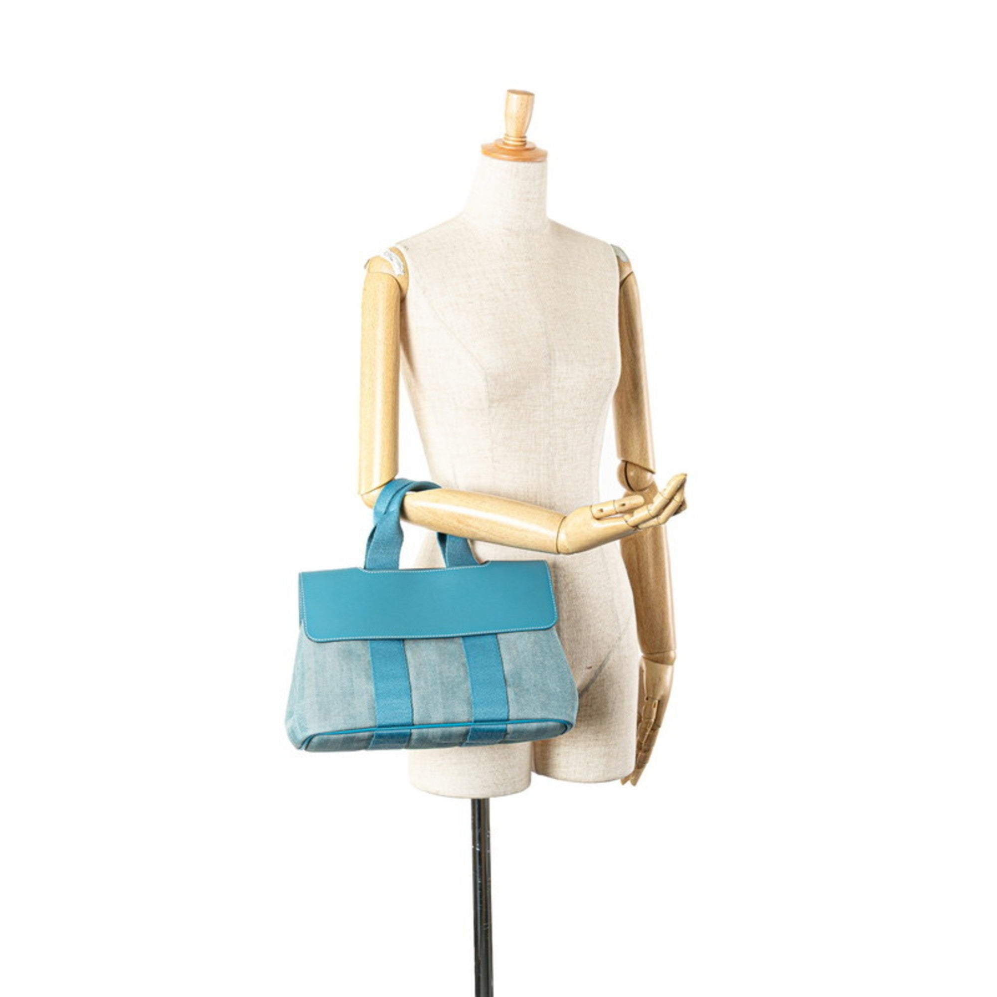 HMS Hermès Valparaiso PM Handbag in Blue Jean Toile Chevron Leather for Women