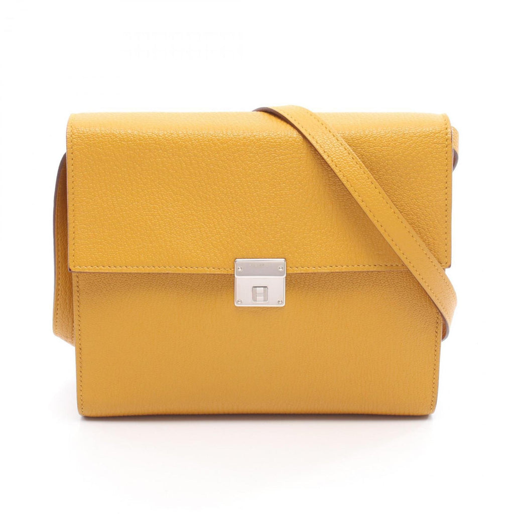 HMS Hermès Click 16 Shoulder Bag, Leather Chevre, Women's, Yellow