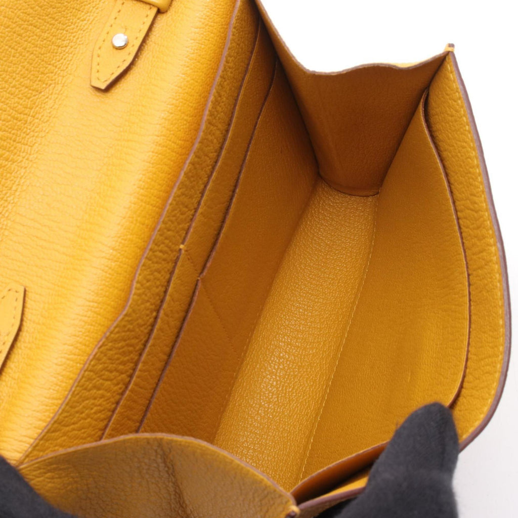 HMS Hermès Click 16 Shoulder Bag, Leather Chevre, Women's, Yellow