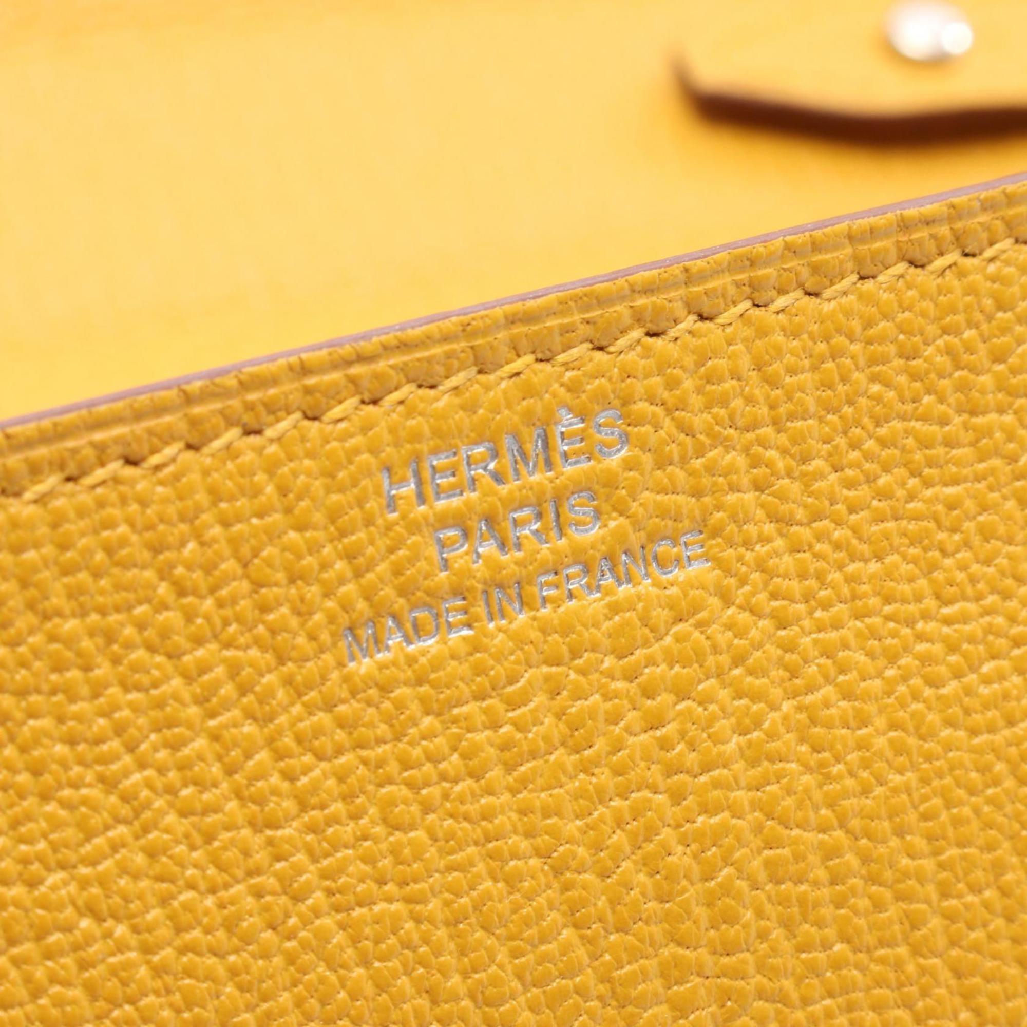 HMS Hermès Click 16 Shoulder Bag, Leather Chevre, Women's, Yellow