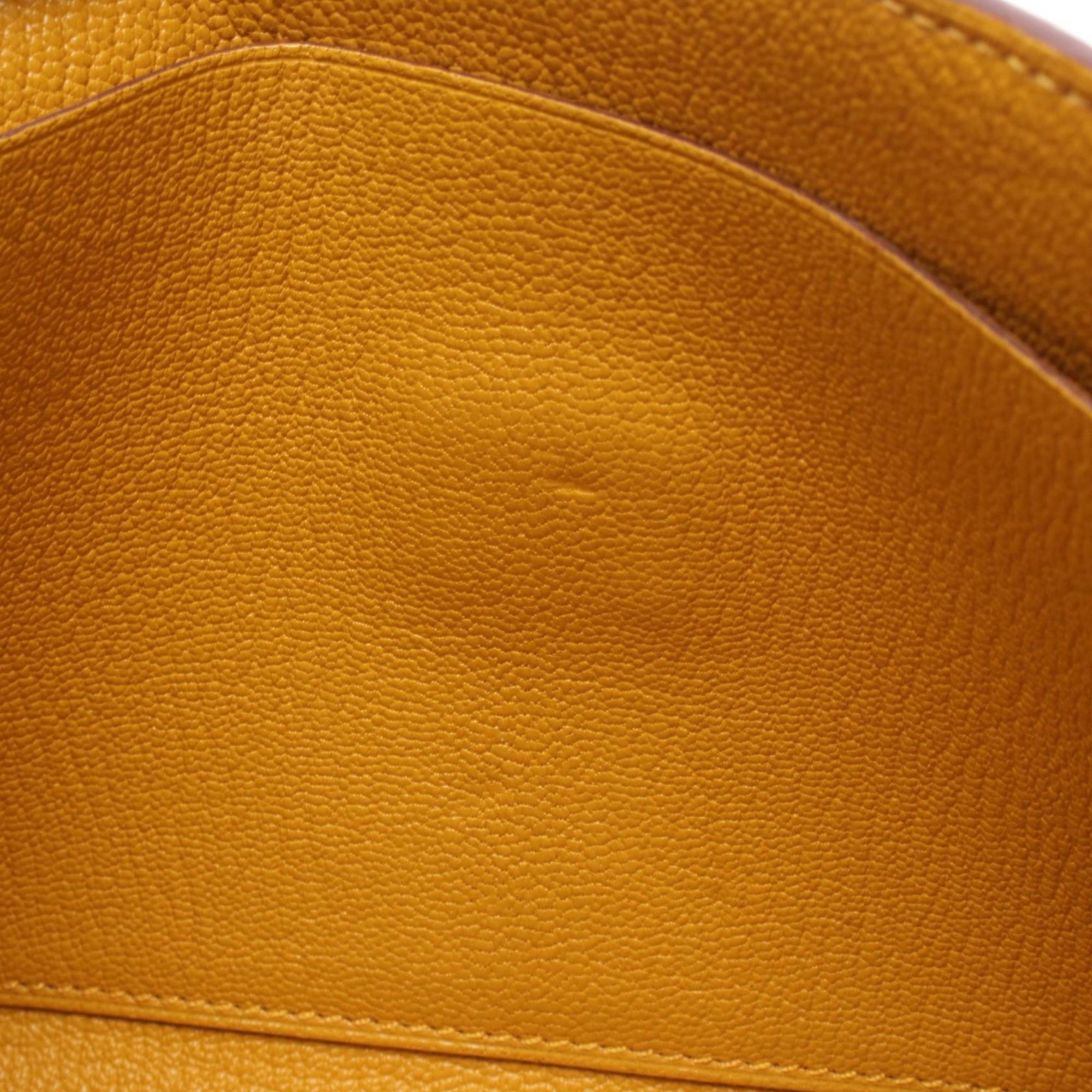 HMS Hermès Click 16 Shoulder Bag, Leather Chevre, Women's, Yellow