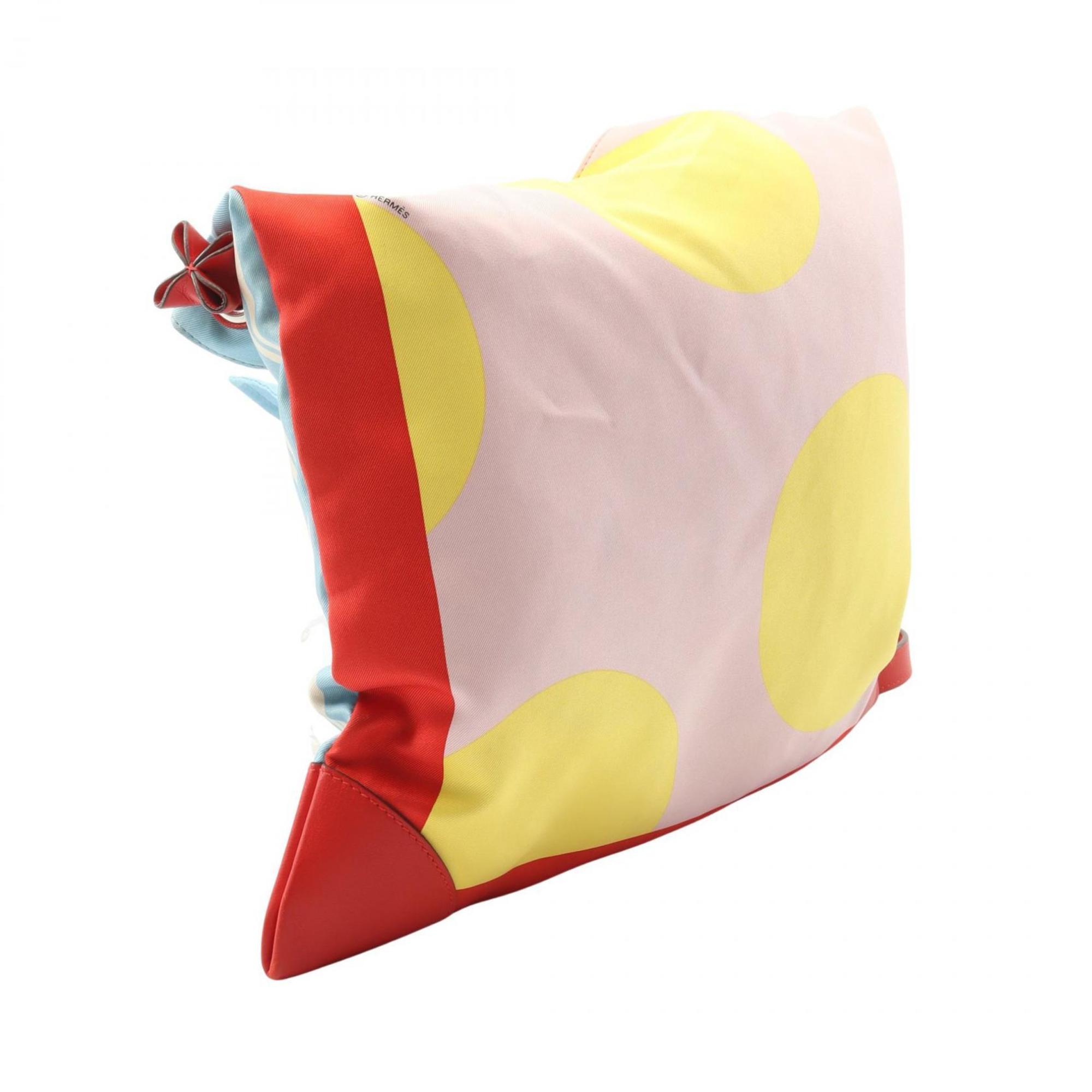 HMS HERMES BRIDES de GALA shoulder bag, silk and leather, women's, blue, red, multicolor