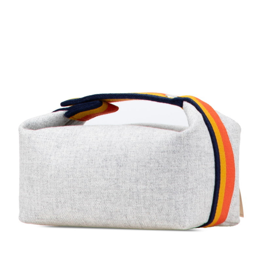 HMS Bride A Black PM Pouch Mini Handbag Rocaval Gris Flannel Wool Women's HERMES