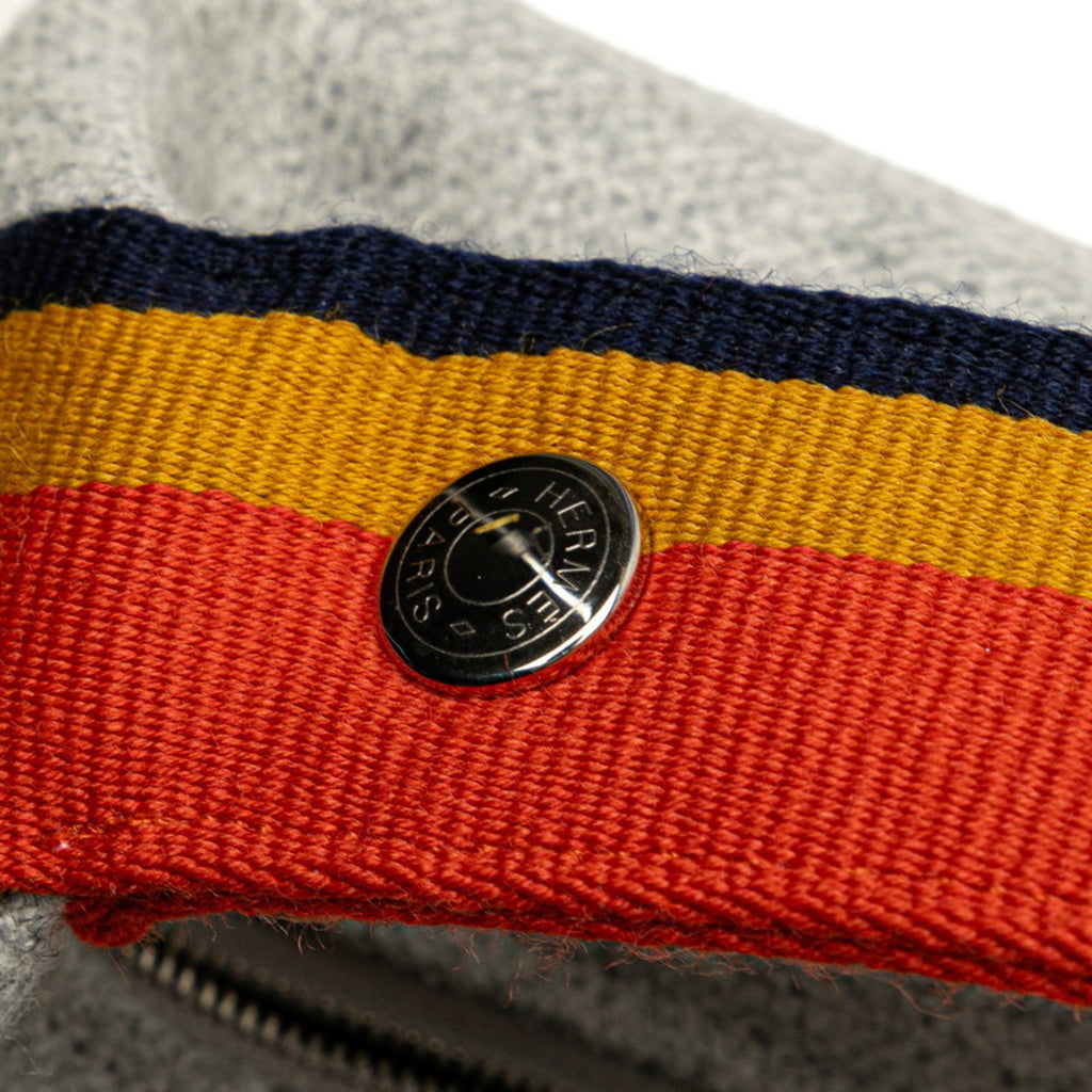 HMS Bride A Black PM Pouch Mini Handbag Rocaval Gris Flannel Wool Women's HERMES