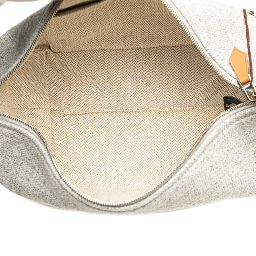 HMS Bride A Black PM Pouch Mini Handbag Rocaval Gris Flannel Wool Women's HERMES