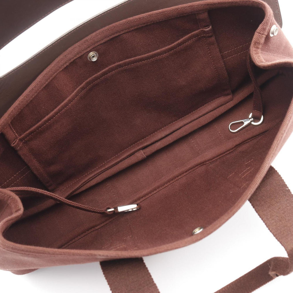 HMS Hermès Valparaiso Long MM Handbag, Canvas Toile Chevron, Men's, Brown