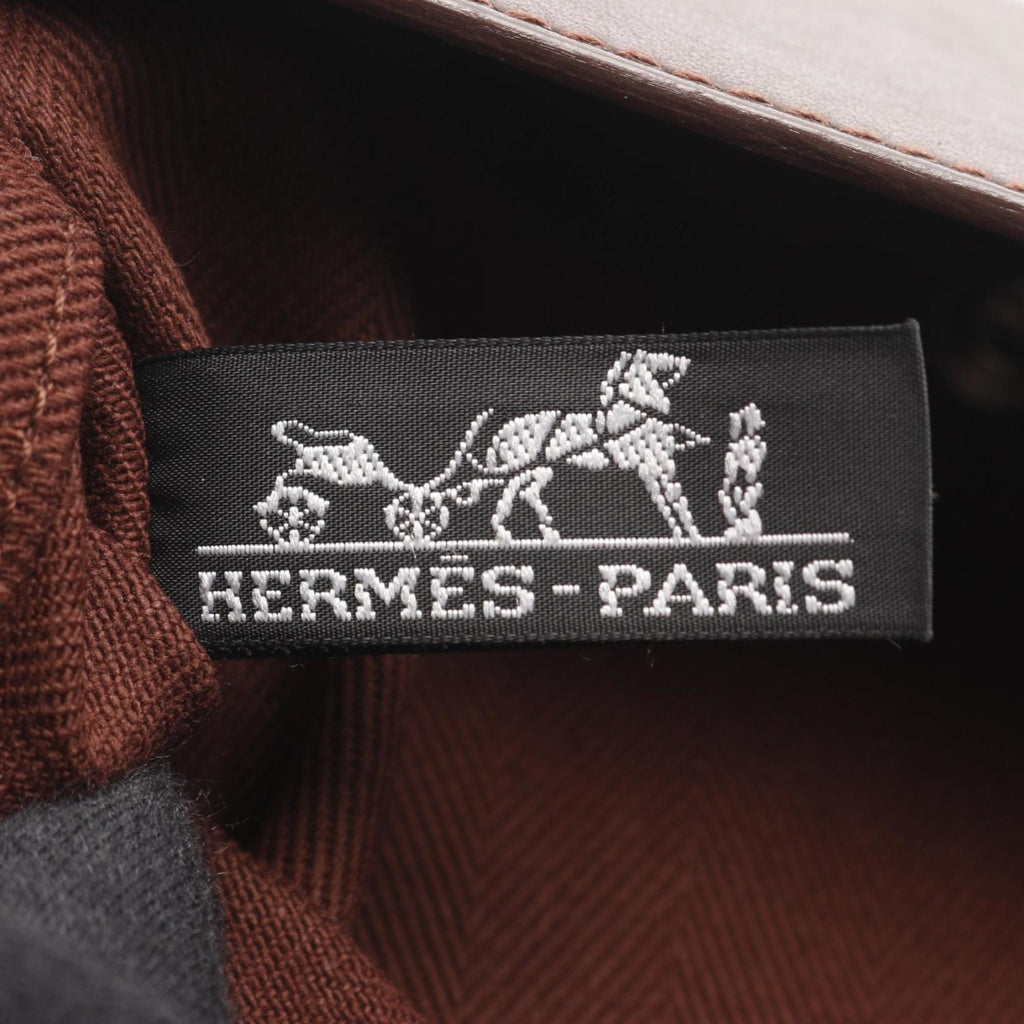 HMS Hermès Valparaiso Long MM Handbag, Canvas Toile Chevron, Men's, Brown