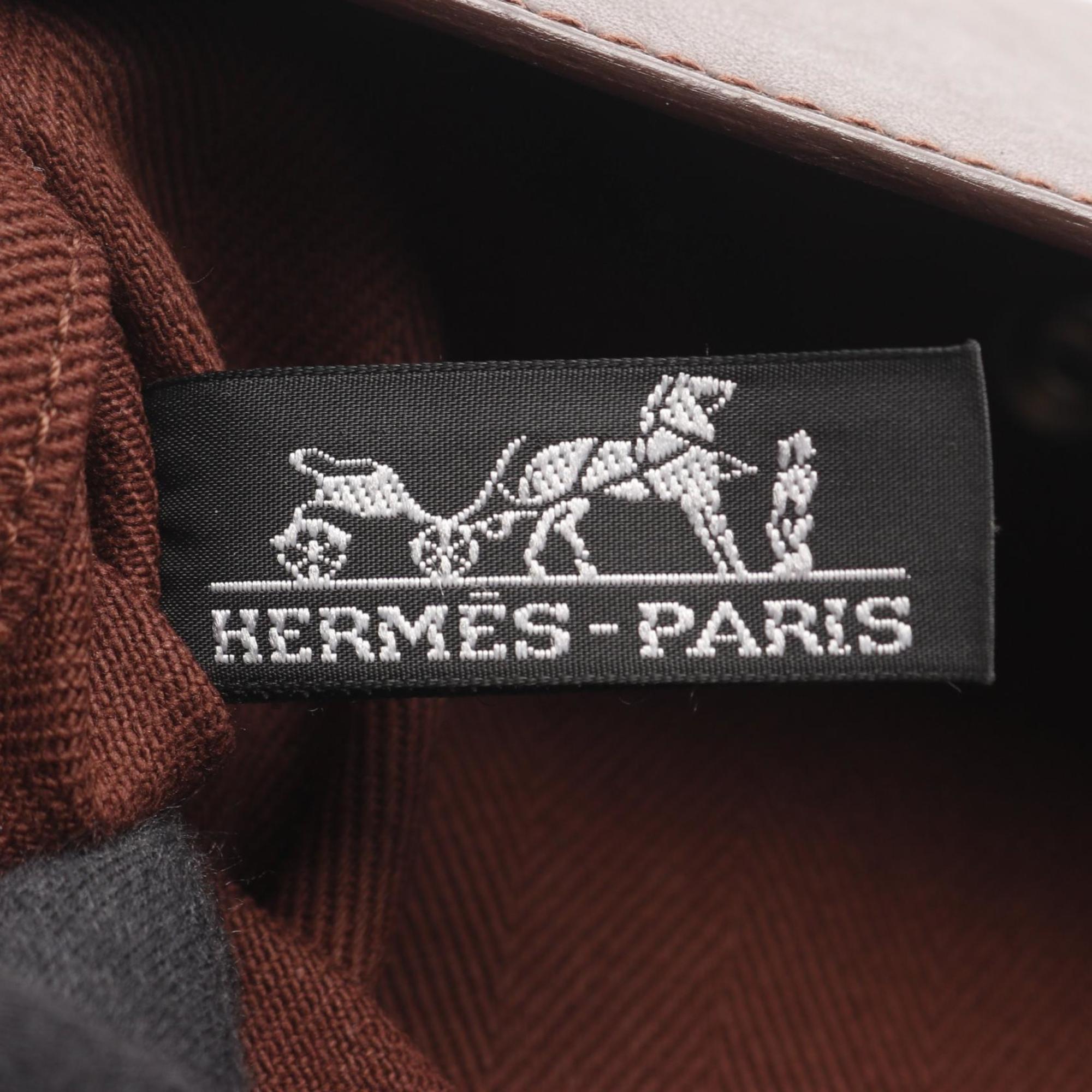 HMS Hermès Valparaiso Long MM Handbag, Canvas Toile Chevron, Men's, Brown