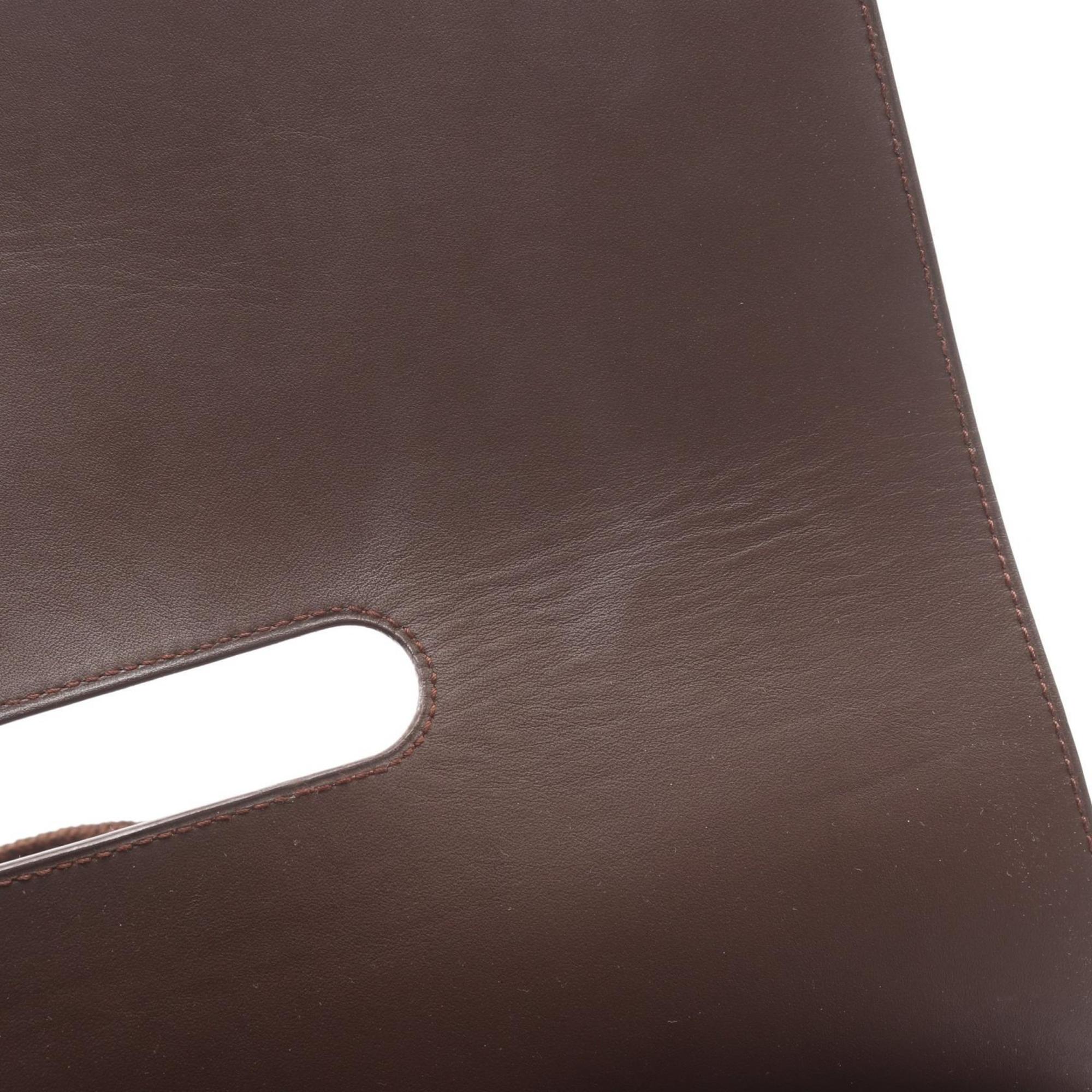 HMS Hermès Valparaiso Long MM Handbag, Canvas Toile Chevron, Men's, Brown