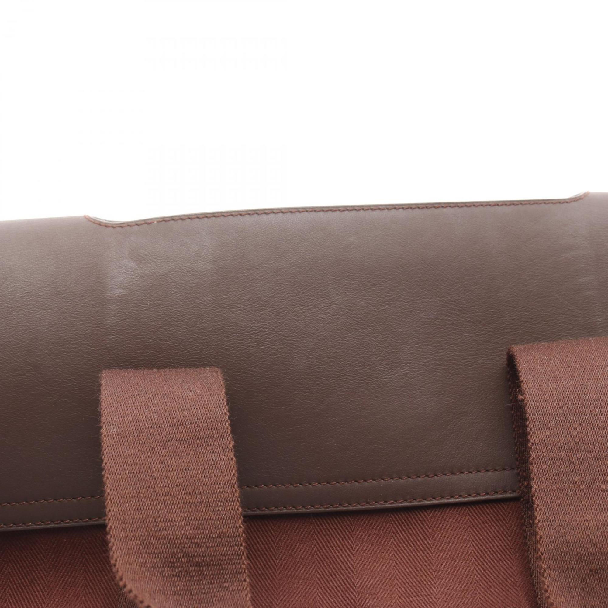 HMS Hermès Valparaiso Long MM Handbag, Canvas Toile Chevron, Men's, Brown