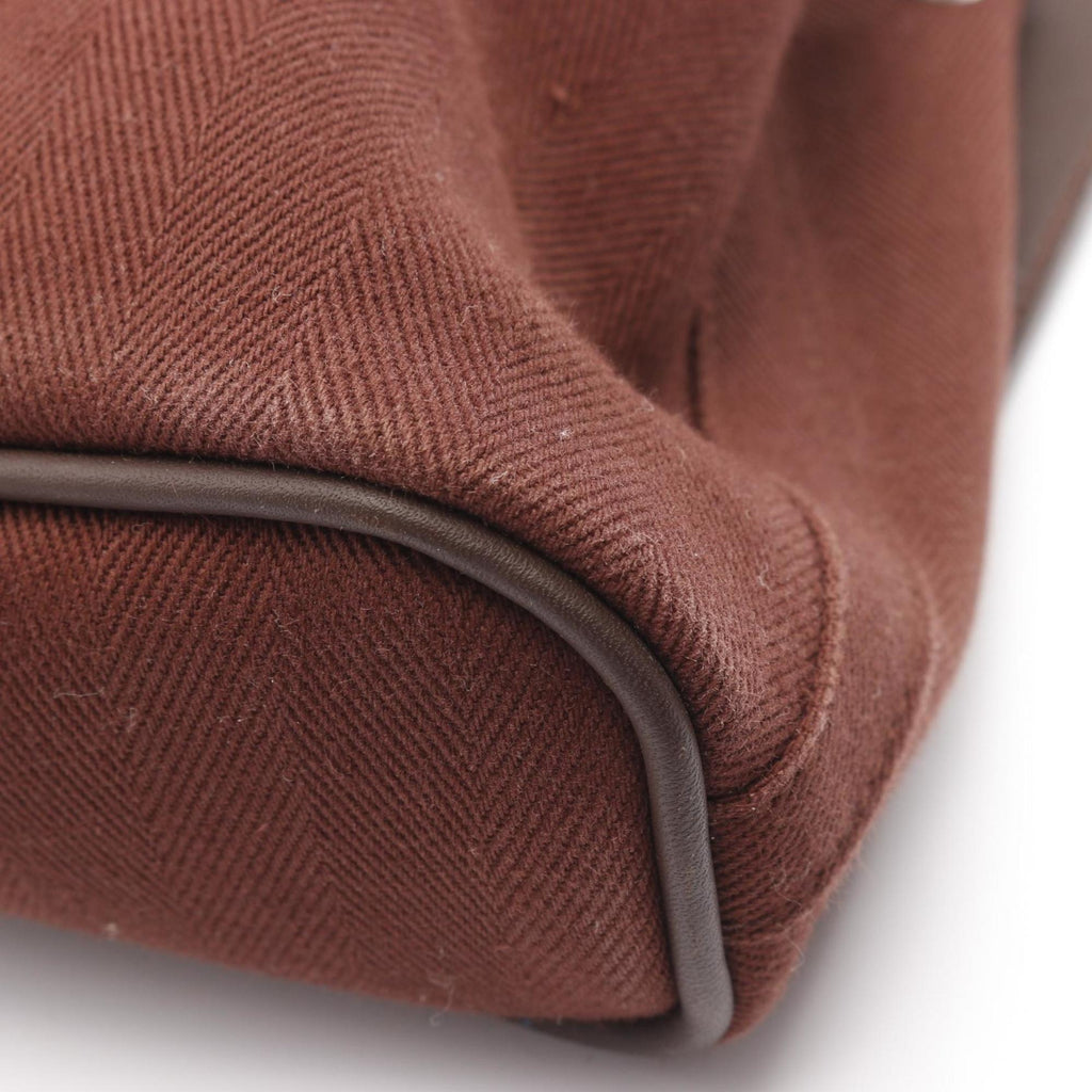 HMS Hermès Valparaiso Long MM Handbag, Canvas Toile Chevron, Men's, Brown