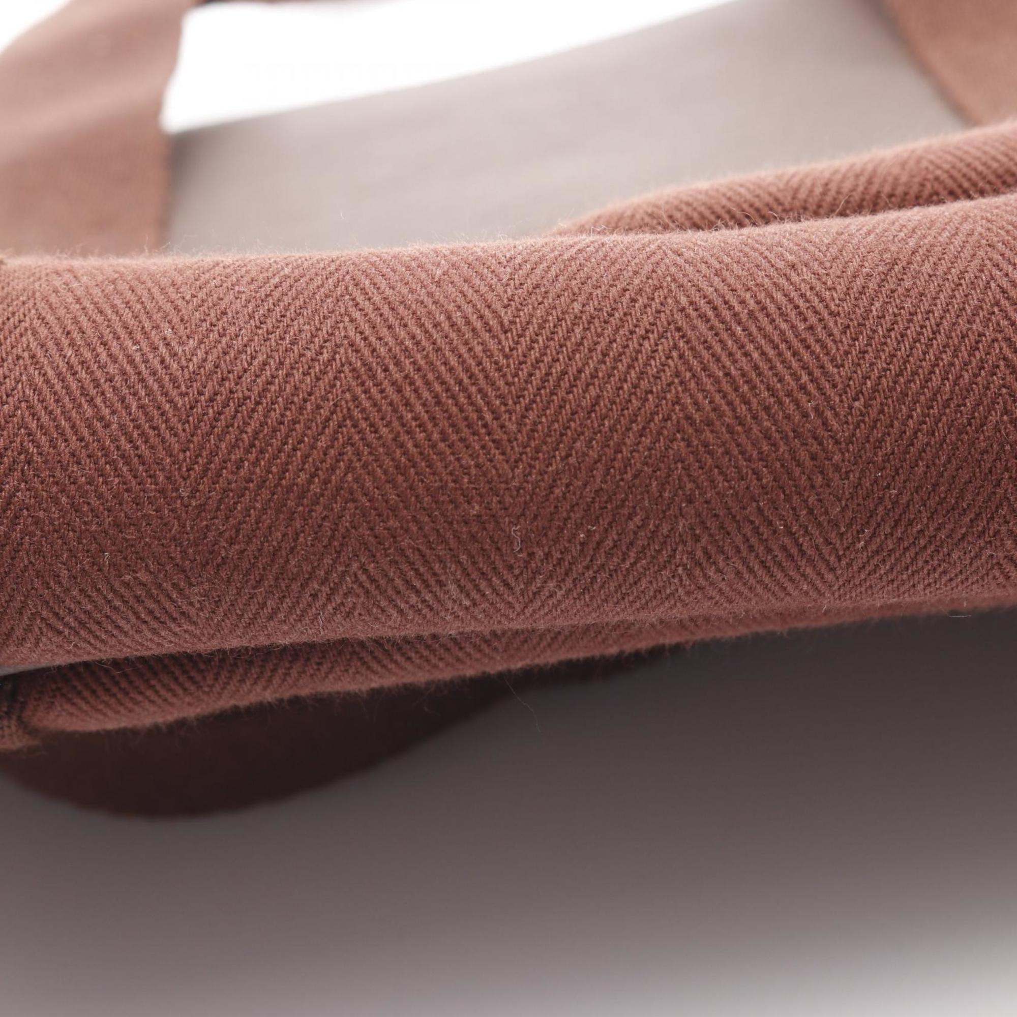 HMS Hermès Valparaiso Long MM Handbag, Canvas Toile Chevron, Men's, Brown