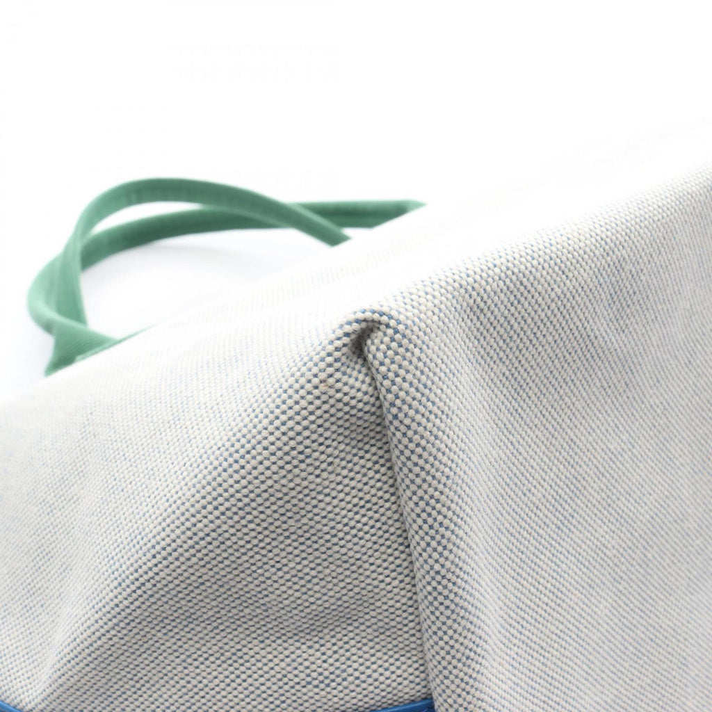 HMS Hermès Petit H Socabas Tote Bag, Leather and Canvas, Toile H, Women's, Gray, Green, Blue, H1707008 92