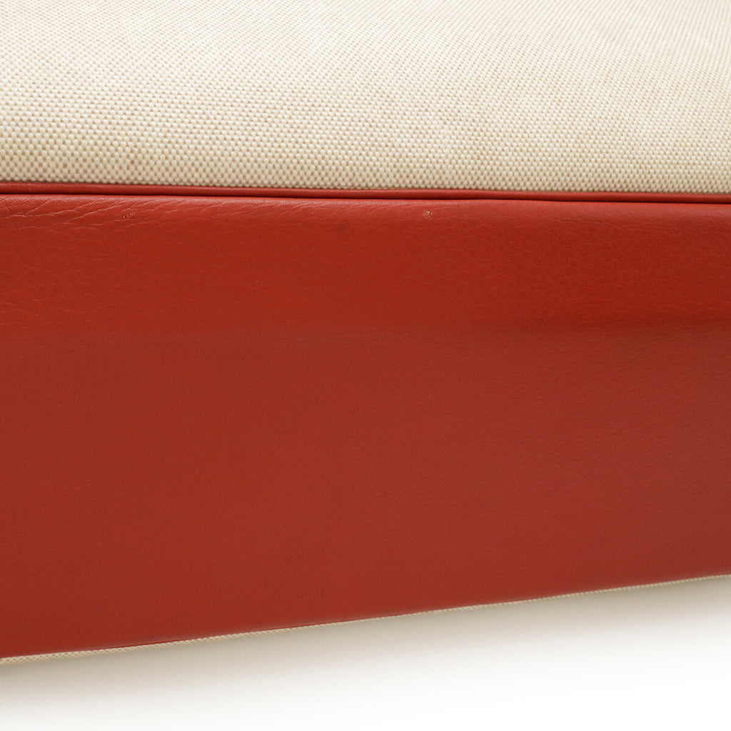 HMS Victoria 50 Boston/Travel Bag in Canvas and Coated Leather, Beige Red