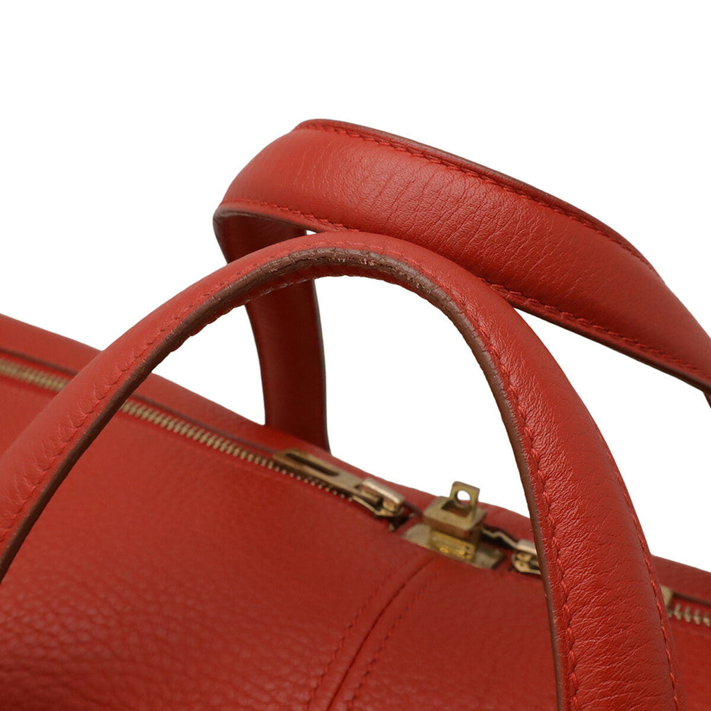 HMS Victoria 50 Boston/Travel Bag in Canvas and Coated Leather, Beige Red