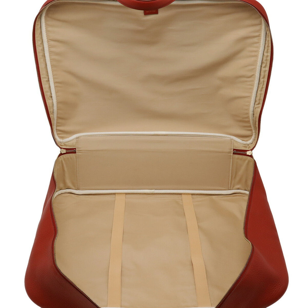 HMS Victoria 50 Boston/Travel Bag in Canvas and Coated Leather, Beige Red