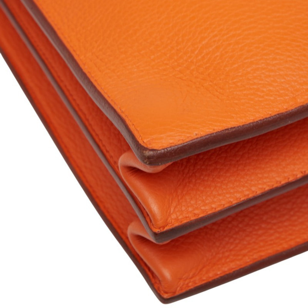 HMS Hermès Sac a Depeche 38 Business Bag Briefcase in Orange Taurillon Clemence Leather for Women