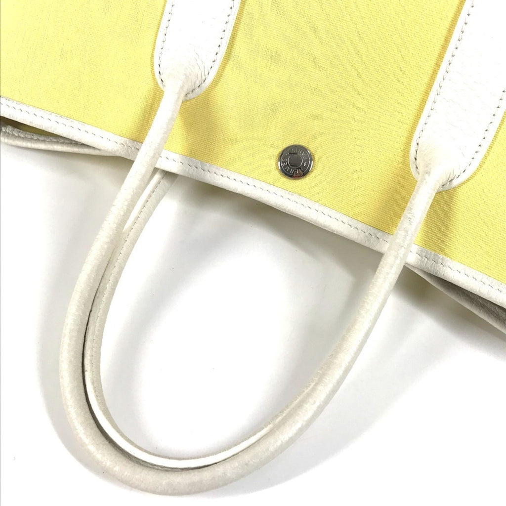 HMS Garden Party TPM Tote Bag, Toile H Leather, Yellow, Women's