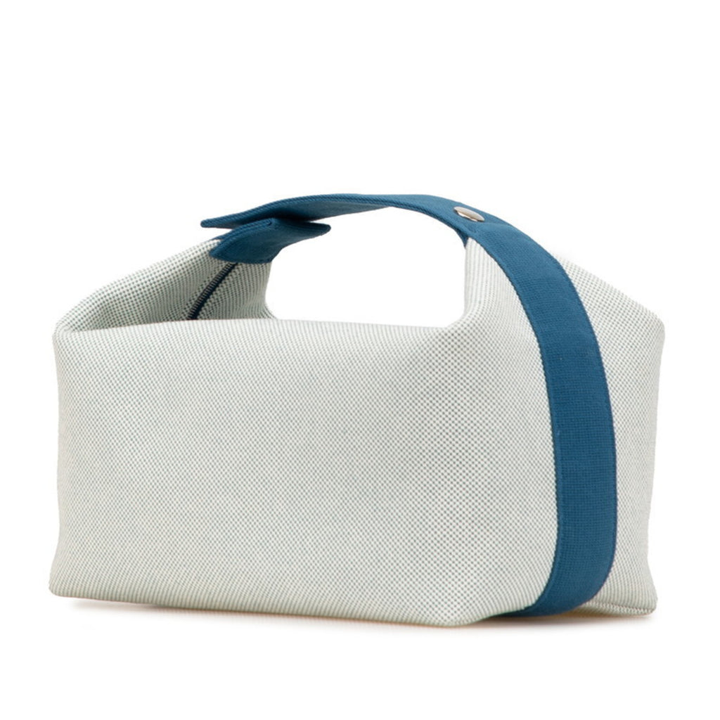 HMS Hermès Bride A Black GM Cabriole Pouch Mini Handbag in Brunatier Cotton Toile Chevron for Women