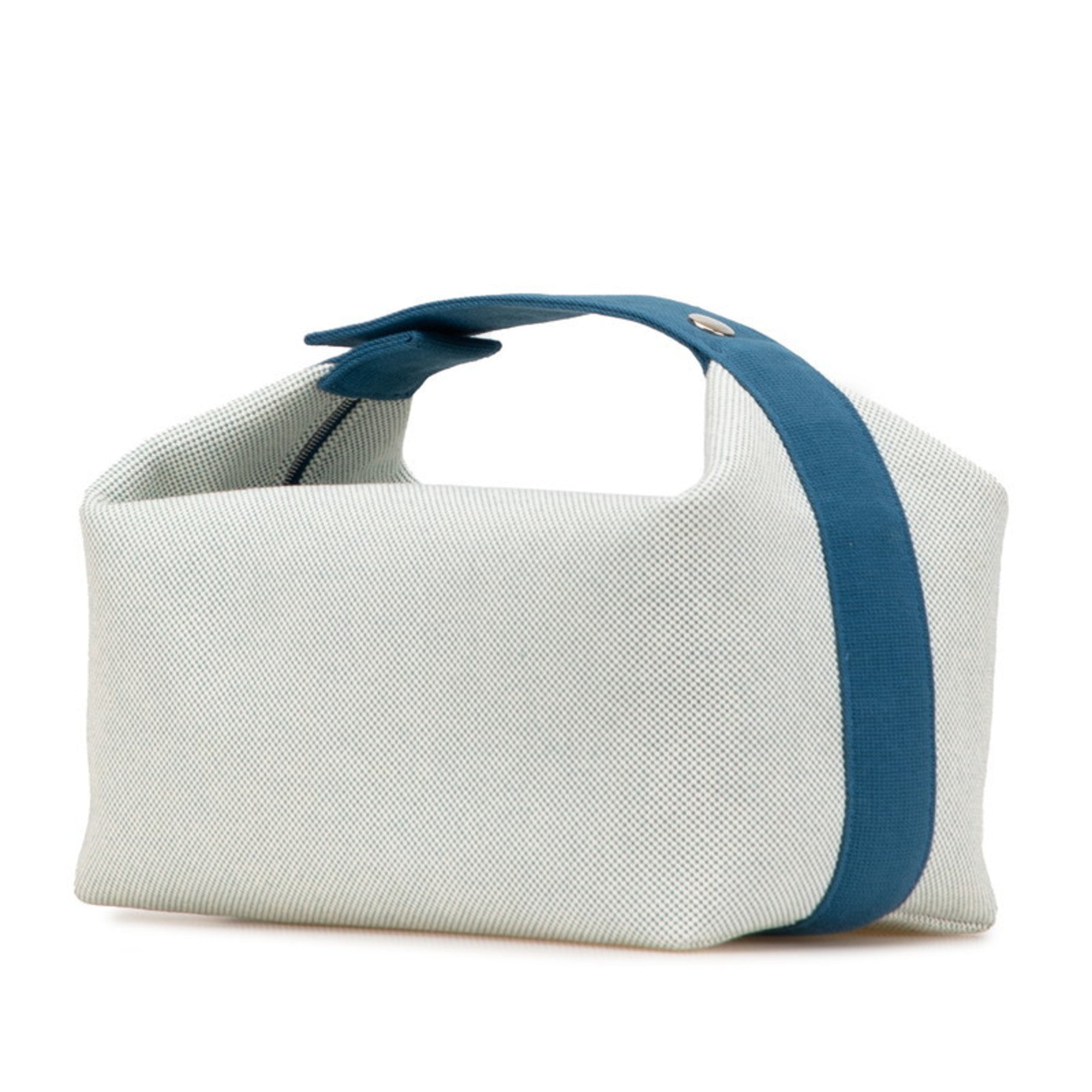 HMS Hermès Bride A Black GM Cabriole Pouch Mini Handbag in Brunatier Cotton Toile Chevron for Women