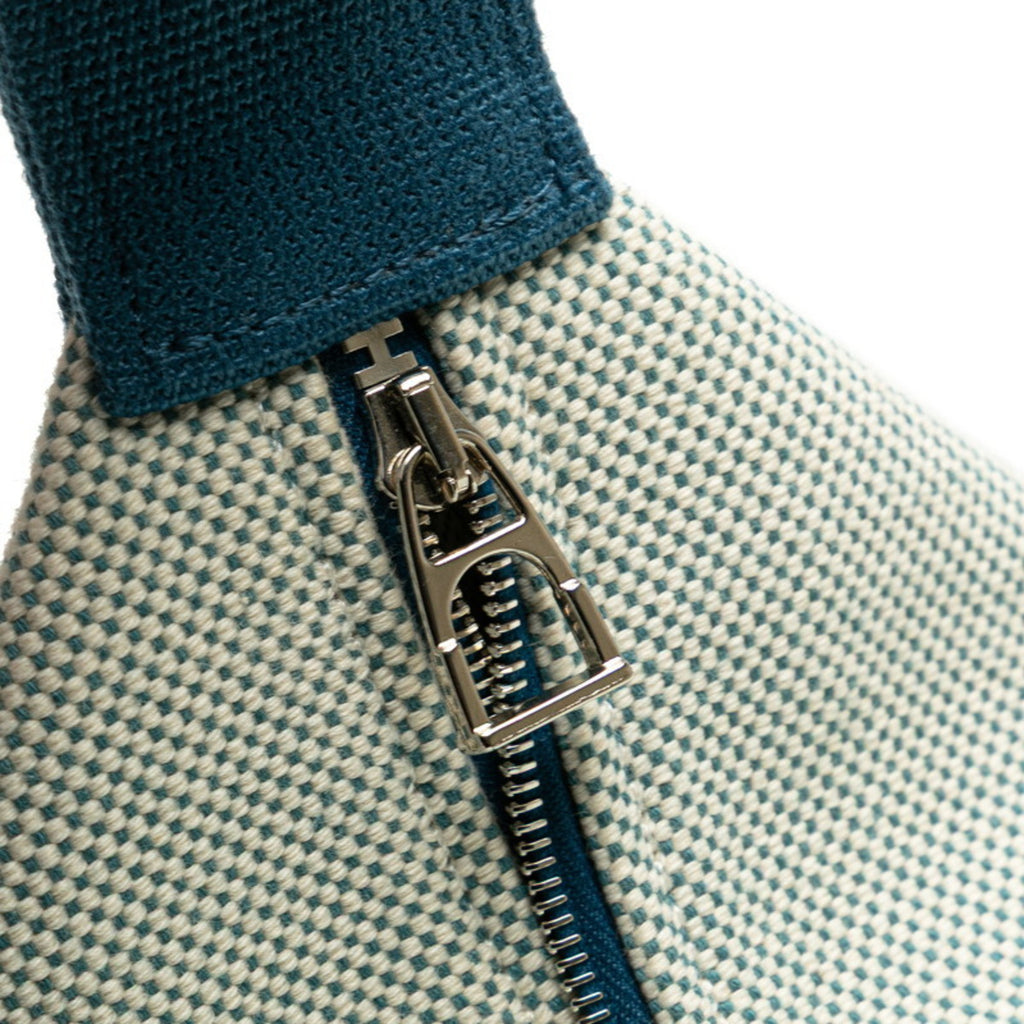 HMS Hermès Bride A Black GM Cabriole Pouch Mini Handbag in Brunatier Cotton Toile Chevron for Women