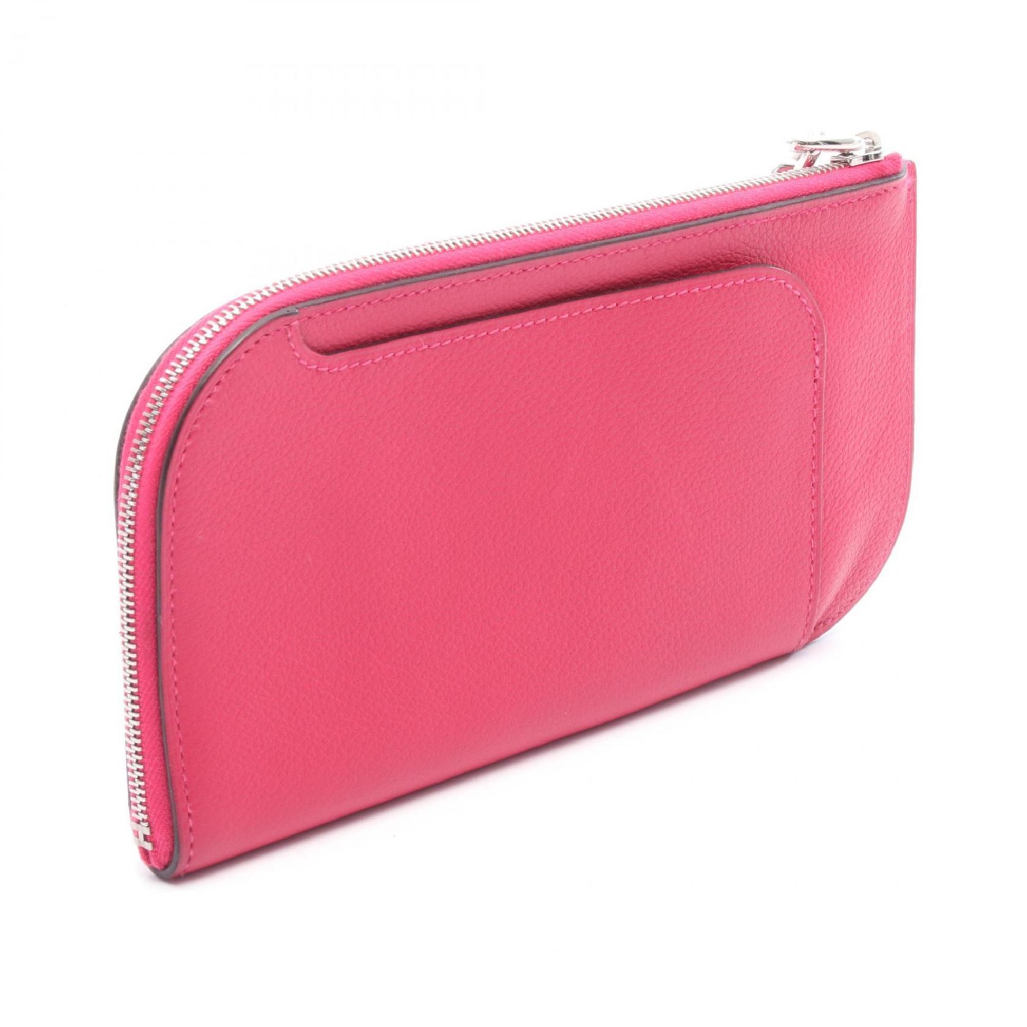HMS Hermès Evercolor Leather Strap GM Pouch Bag, Women's, Pink