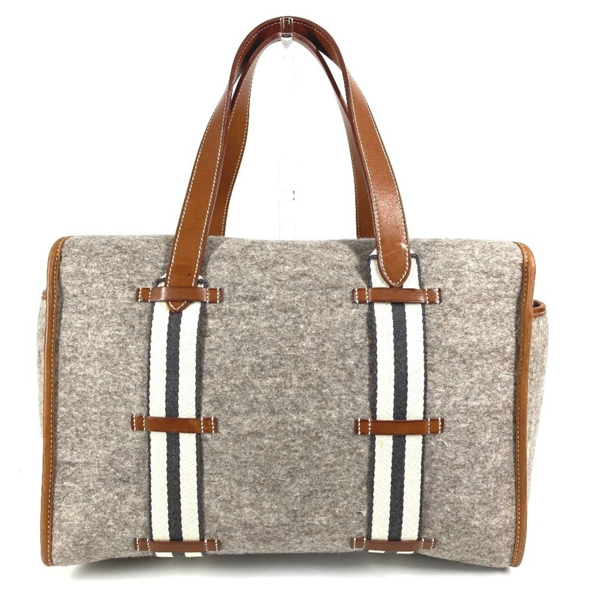 HMS Camel shoulder bag tote in felt and leather, unisex, gray
