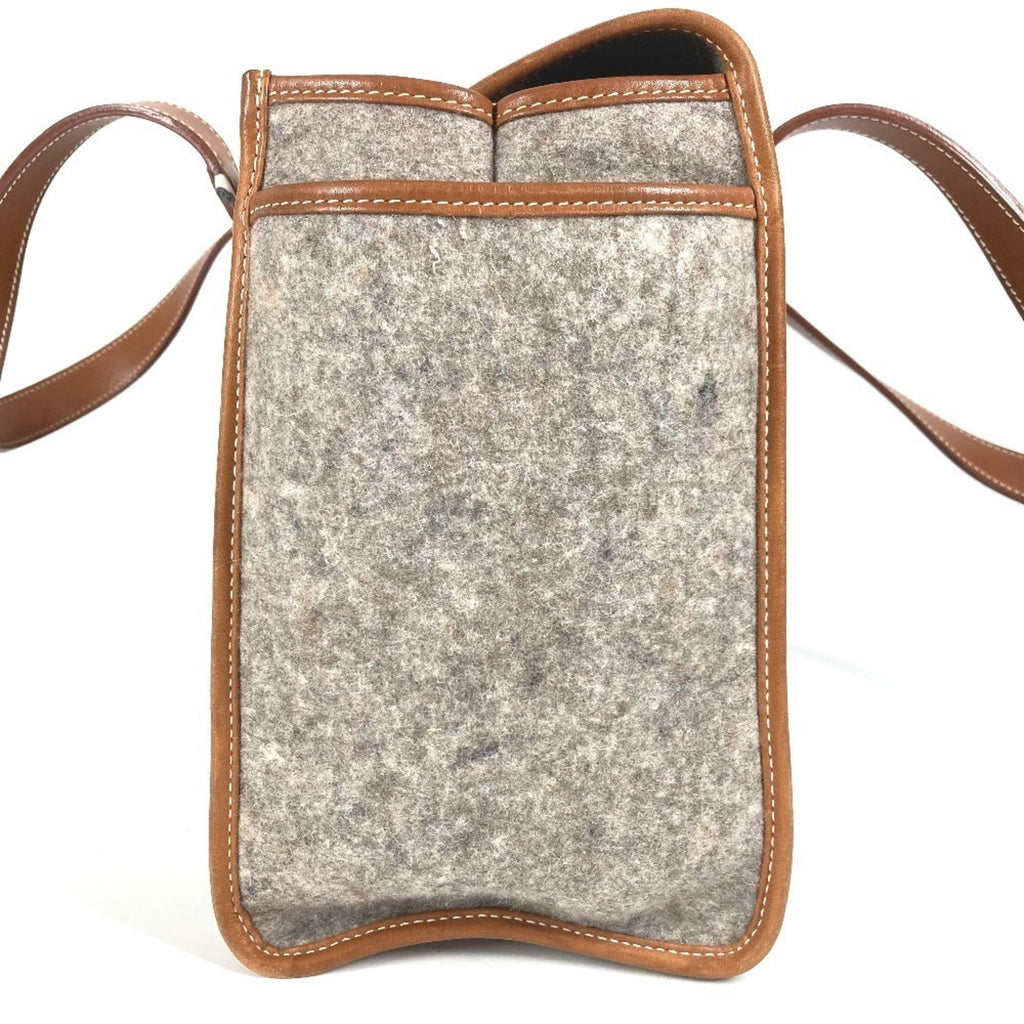 HMS Camel shoulder bag tote in felt and leather, unisex, gray