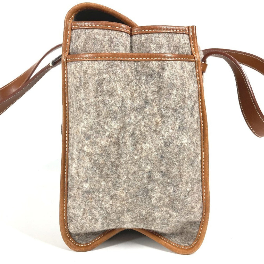 HMS Camel shoulder bag tote in felt and leather, unisex, gray