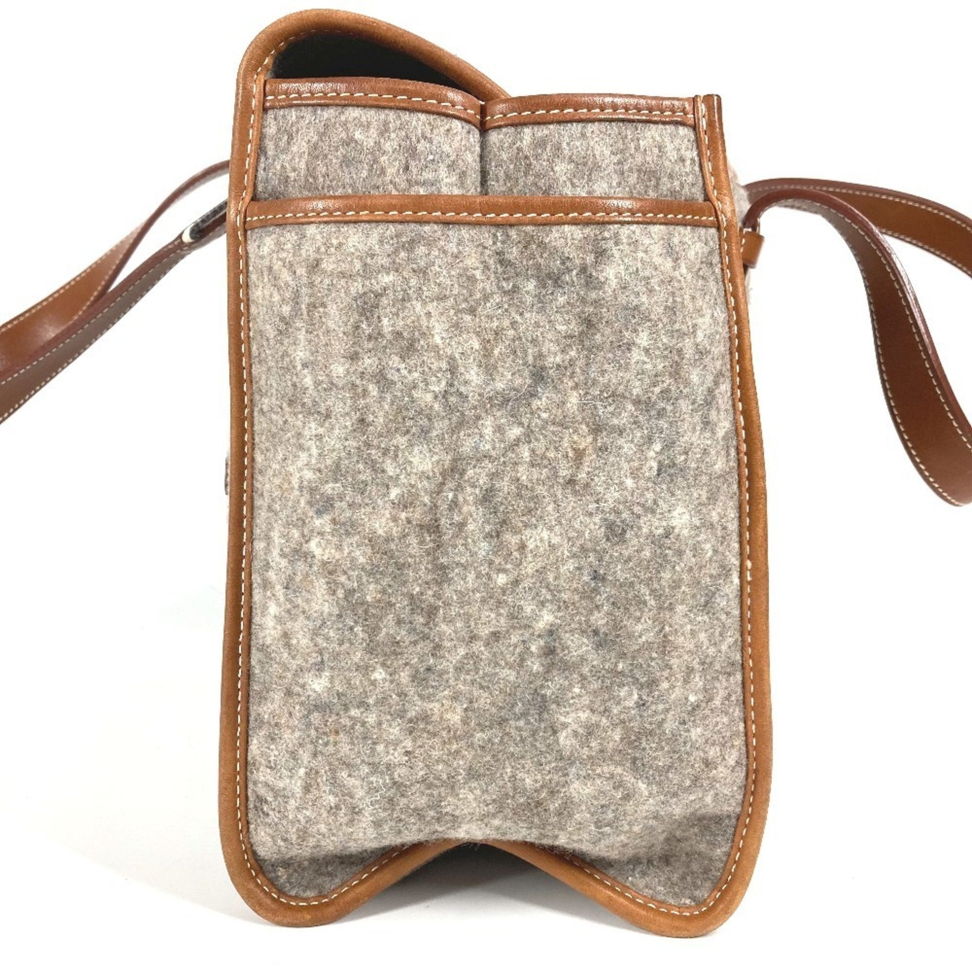 HMS Camel shoulder bag tote in felt and leather, unisex, gray