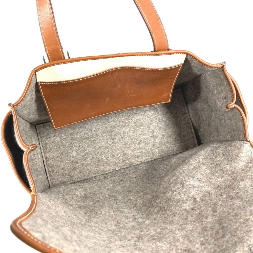 HMS Camel shoulder bag tote in felt and leather, unisex, gray