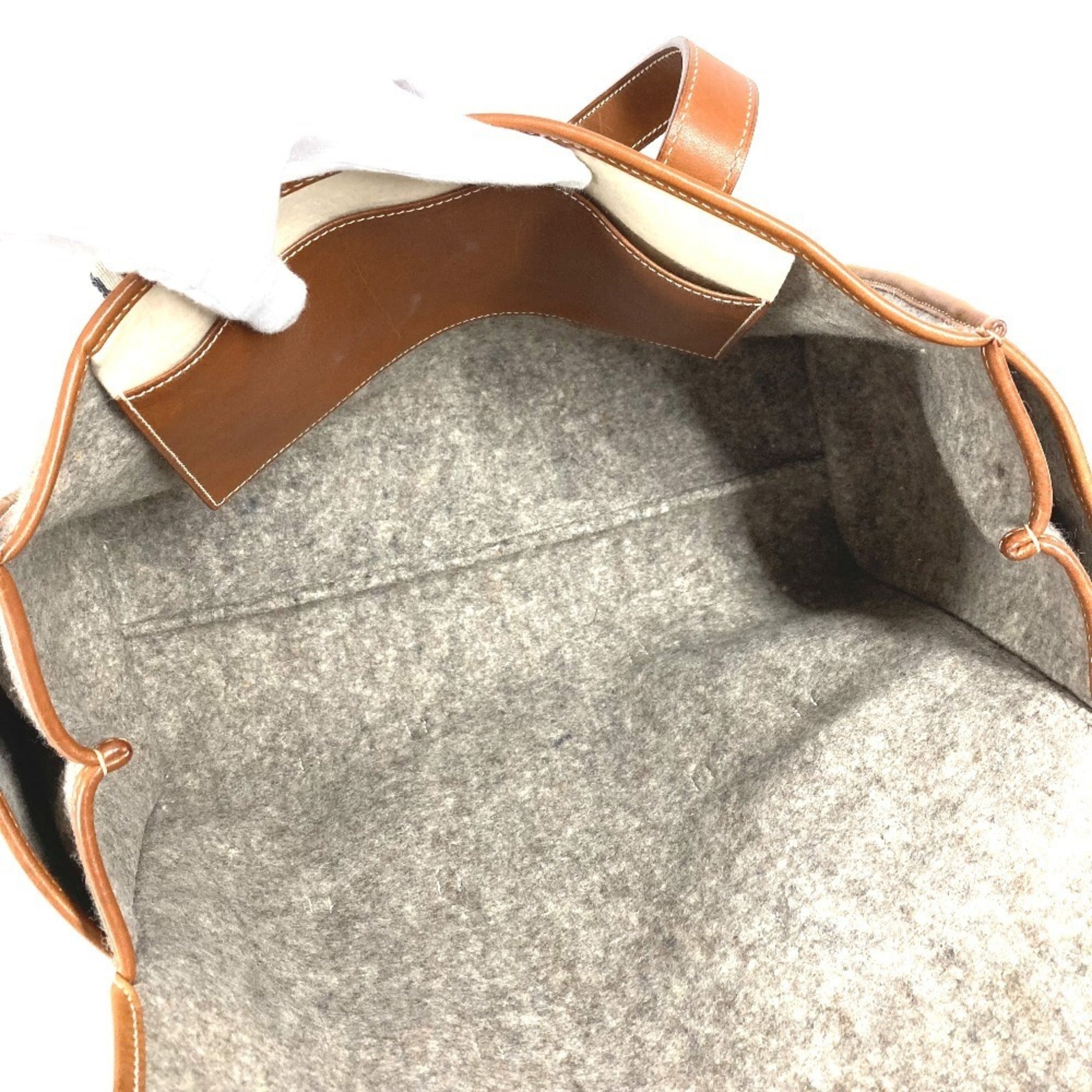 HMS Camel shoulder bag tote in felt and leather, unisex, gray