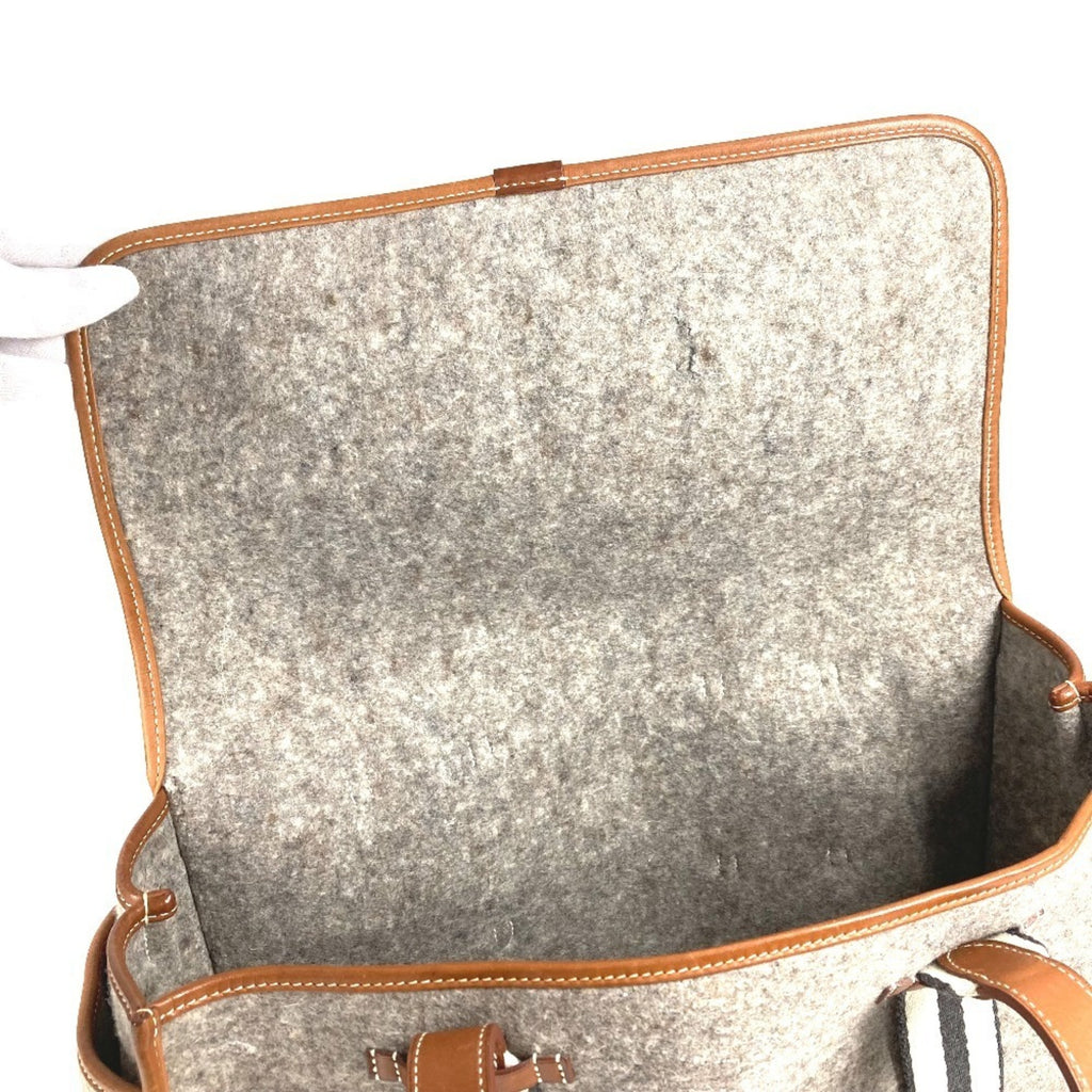 HMS Camel shoulder bag tote in felt and leather, unisex, gray