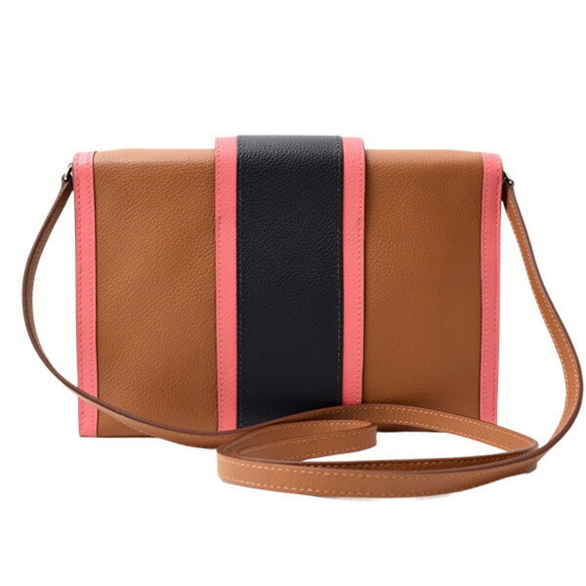 HMS Women's Shoulder Bag H Passant Clutch Y Stamp Evercolor Brown HERMES