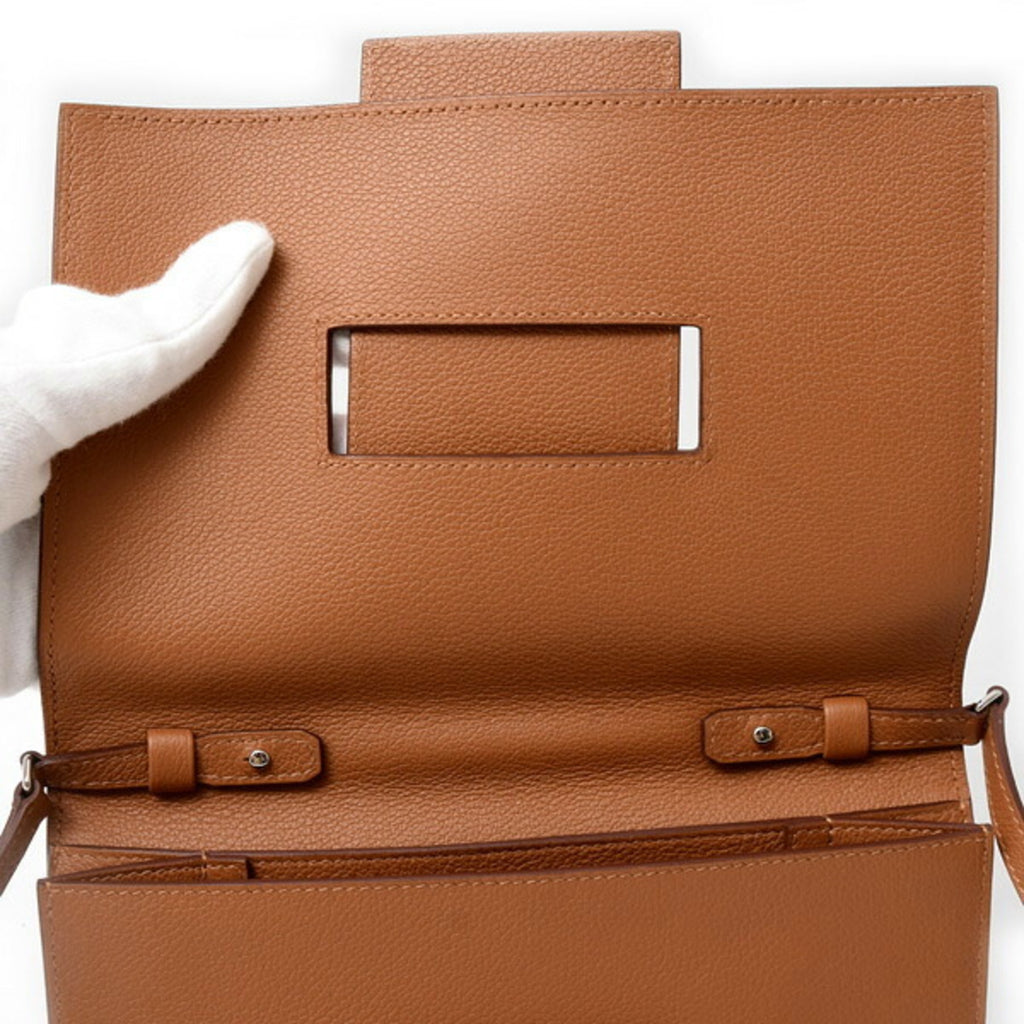 HMS Women's Shoulder Bag H Passant Clutch Y Stamp Evercolor Brown HERMES