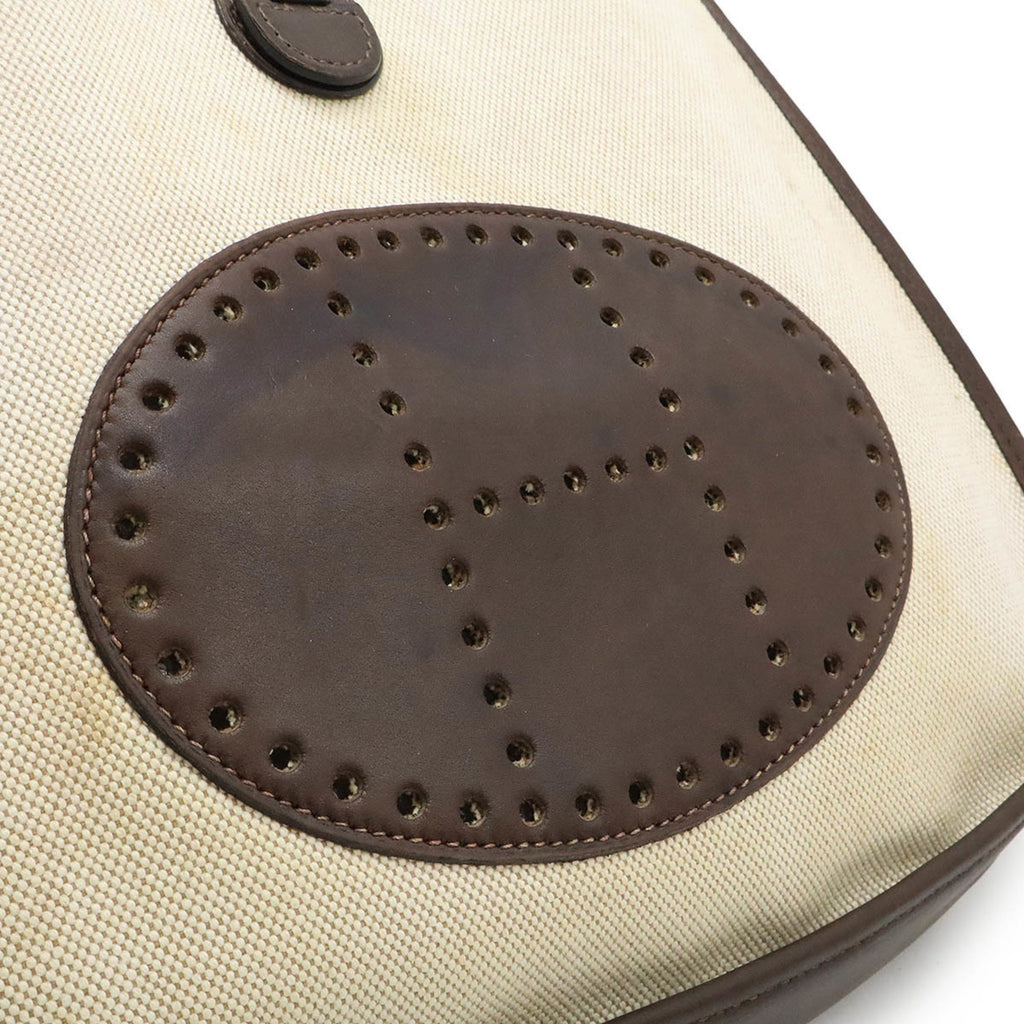 HMS Evelyn I 1 PM Shoulder Bag Toile H Leather Natural Dark Brown □E Stamp