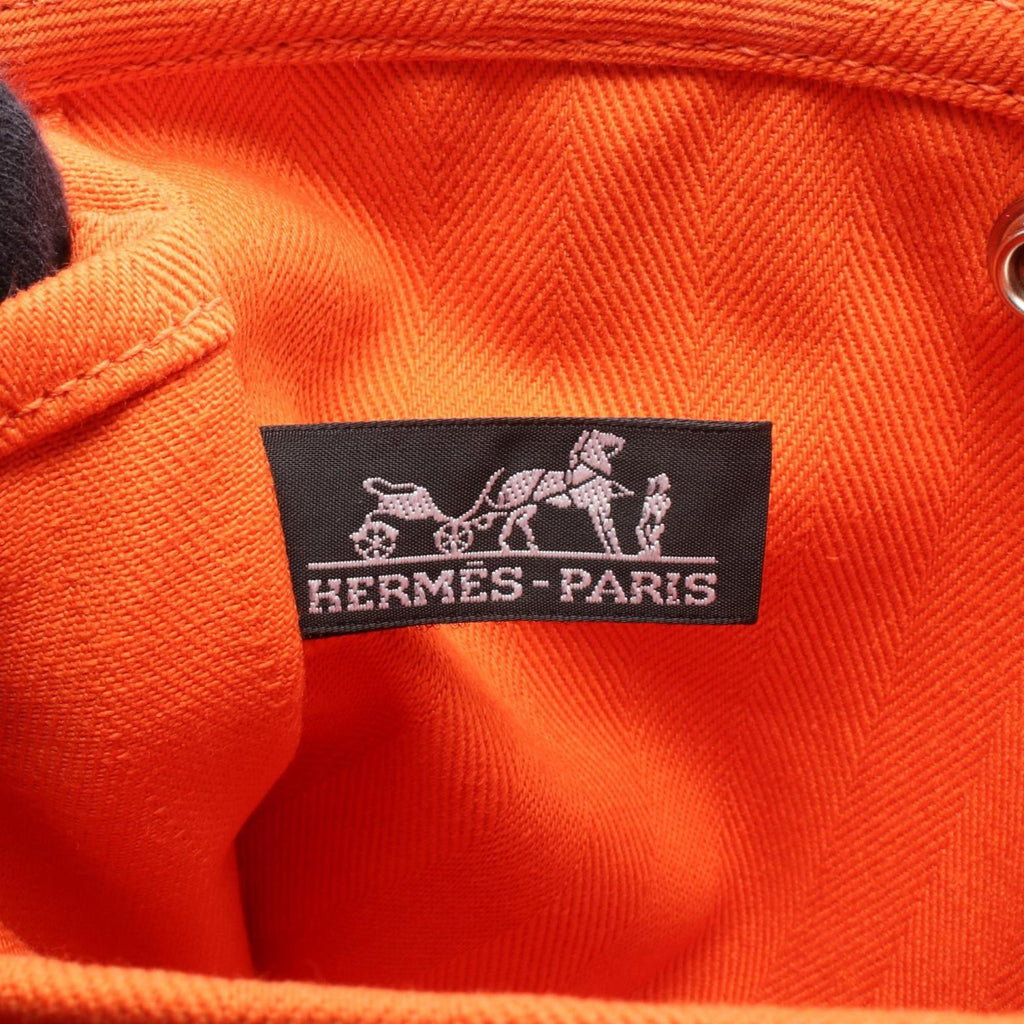 HMS Hermès Valparaiso PM handbag in leather and canvas with Toile Chevron detailing, orange.