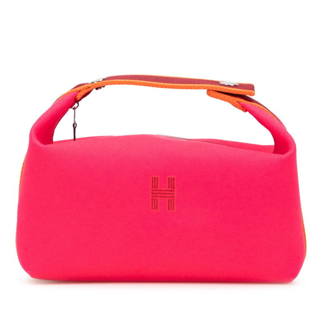HMS Brid A Black GM Handbag, Hibiscus Pink Canvas, Women's, HERMES