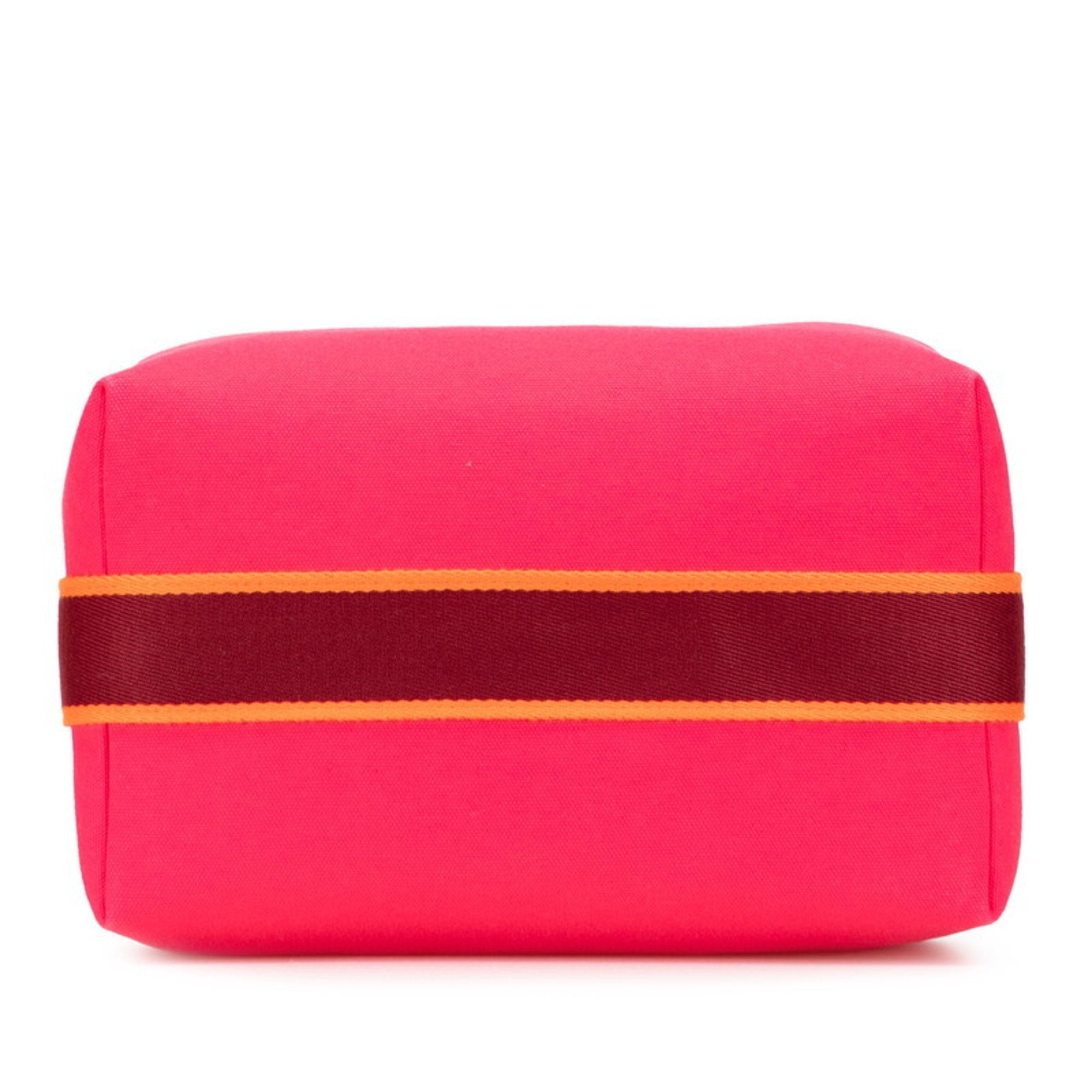 HMS Brid A Black GM Handbag, Hibiscus Pink Canvas, Women's, HERMES