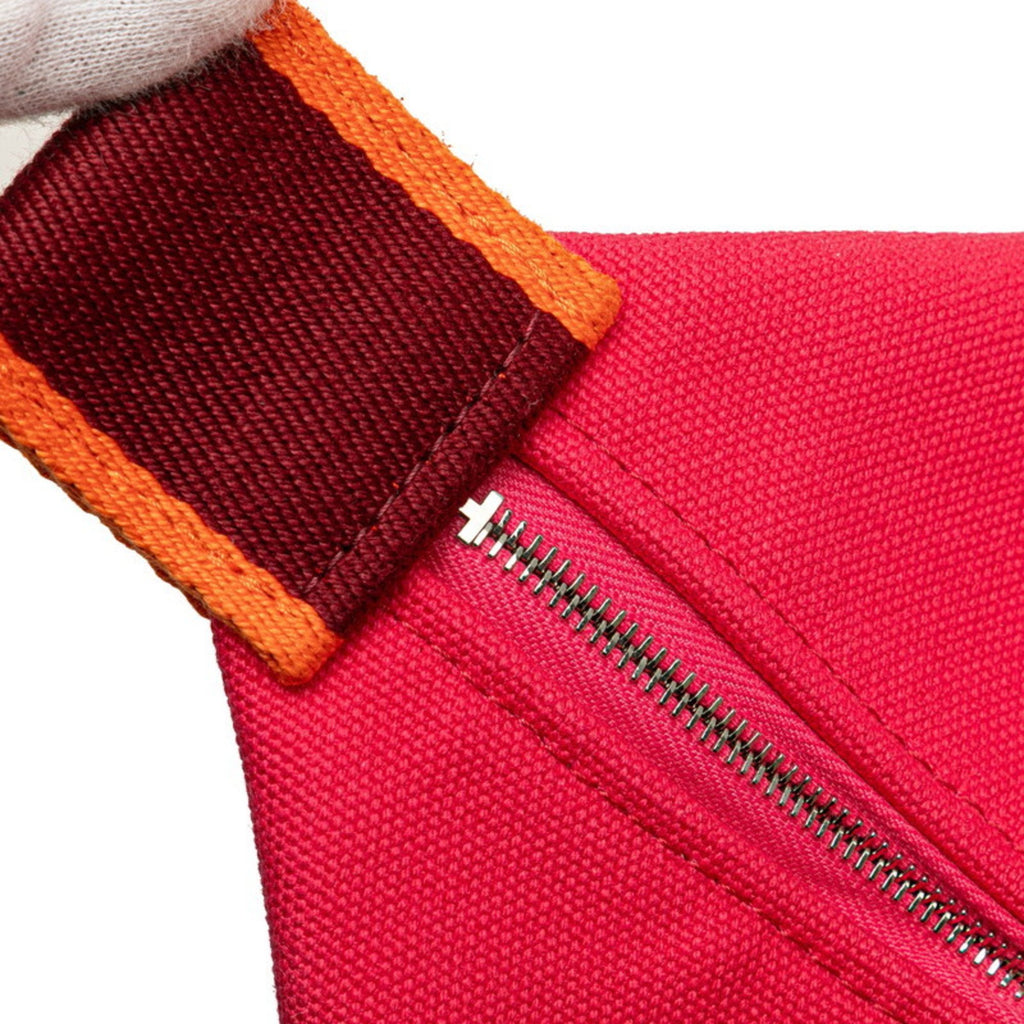 HMS Brid A Black GM Handbag, Hibiscus Pink Canvas, Women's, HERMES