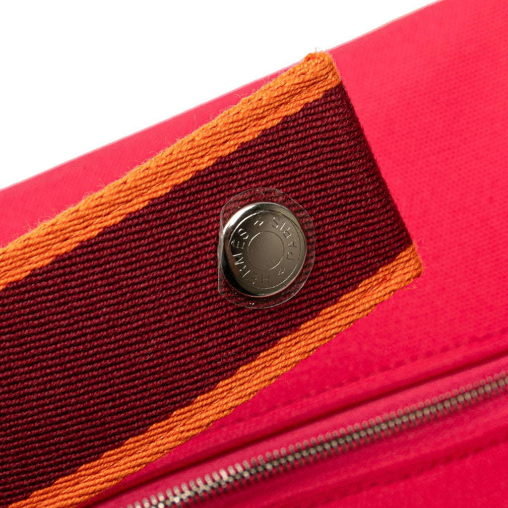 HMS Brid A Black GM Handbag, Hibiscus Pink Canvas, Women's, HERMES