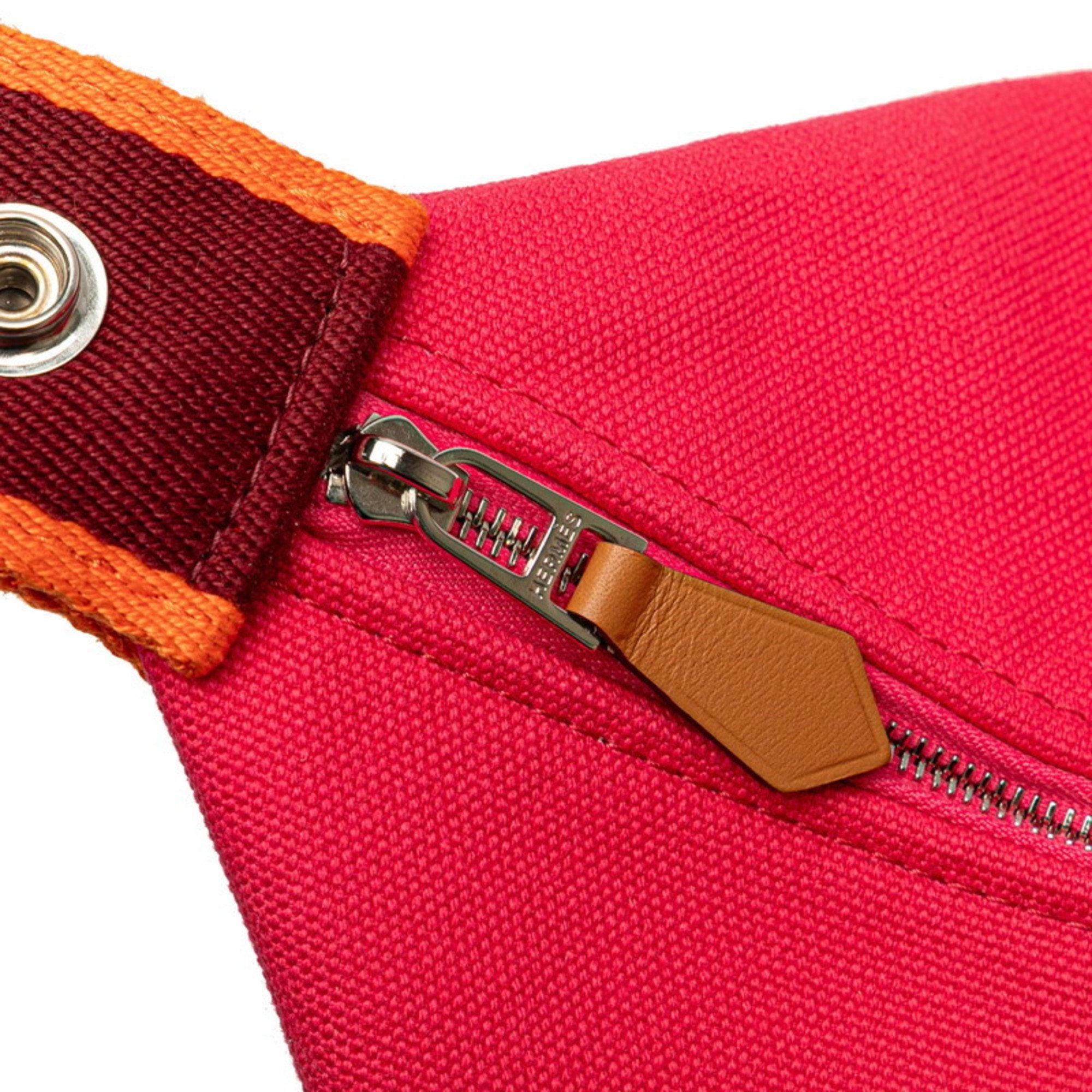 HMS Brid A Black GM Handbag, Hibiscus Pink Canvas, Women's, HERMES